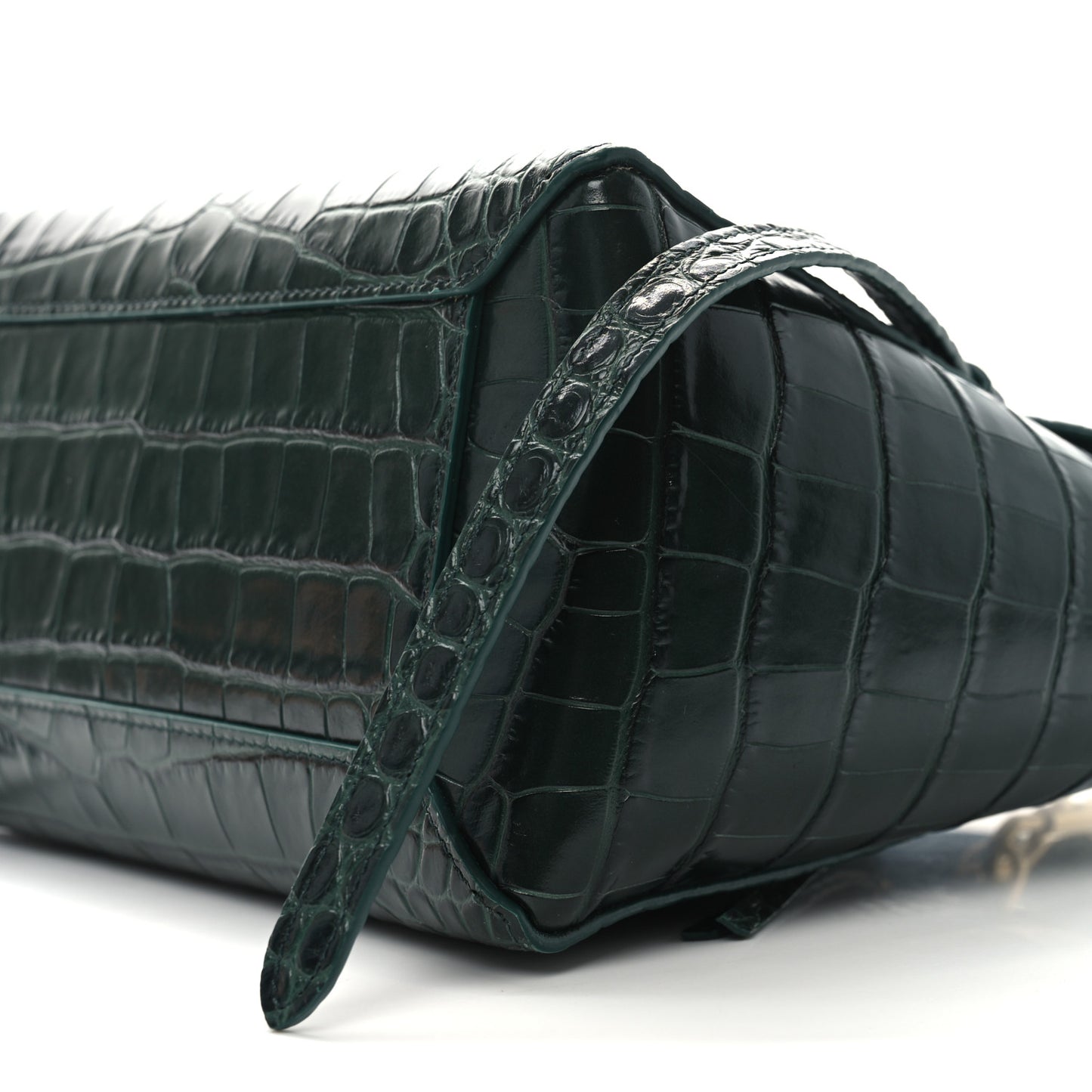 Calfskin Crocodile Embossed Micro Belt Bag Amazone