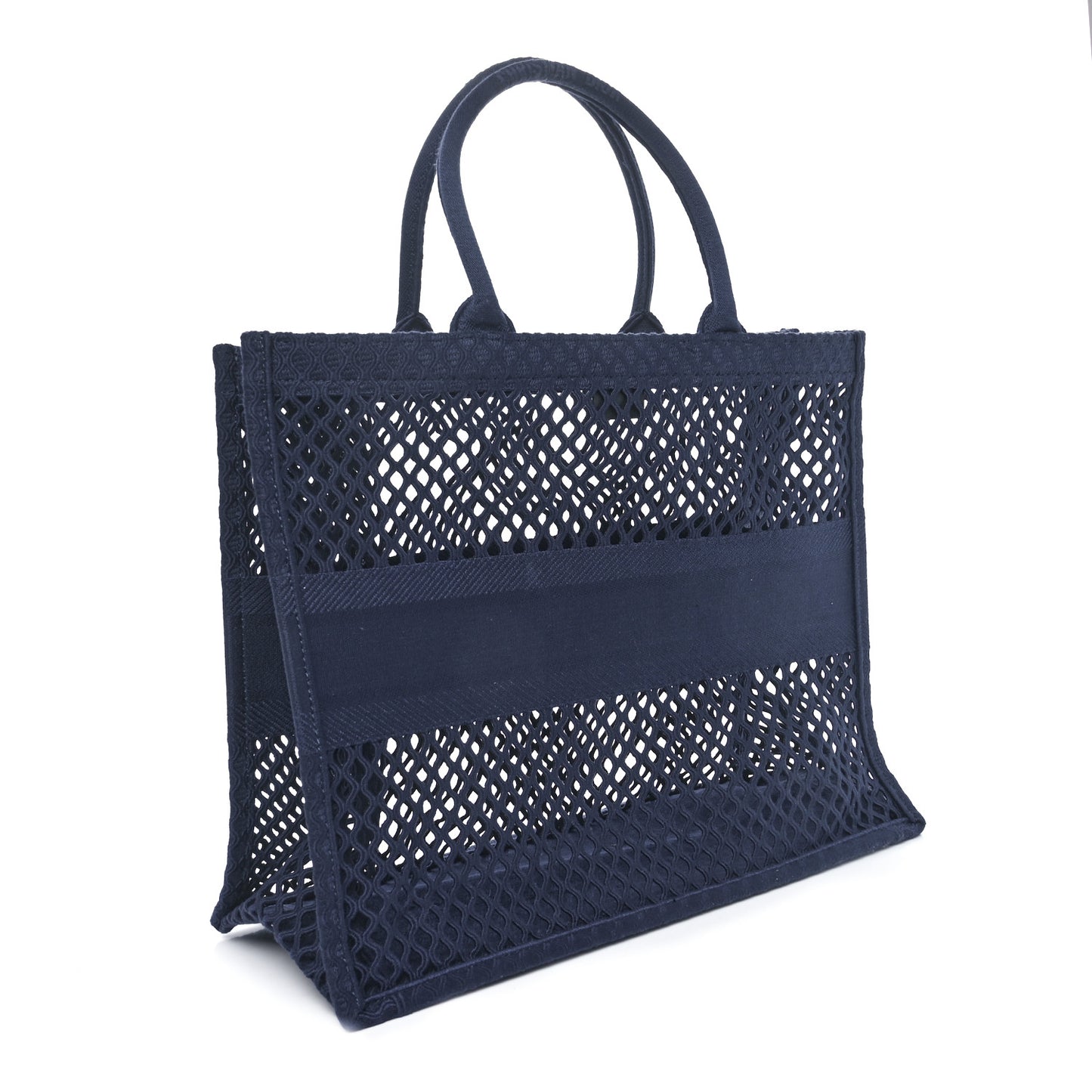 Mesh Embroidered Large Book Tote Navy Blue