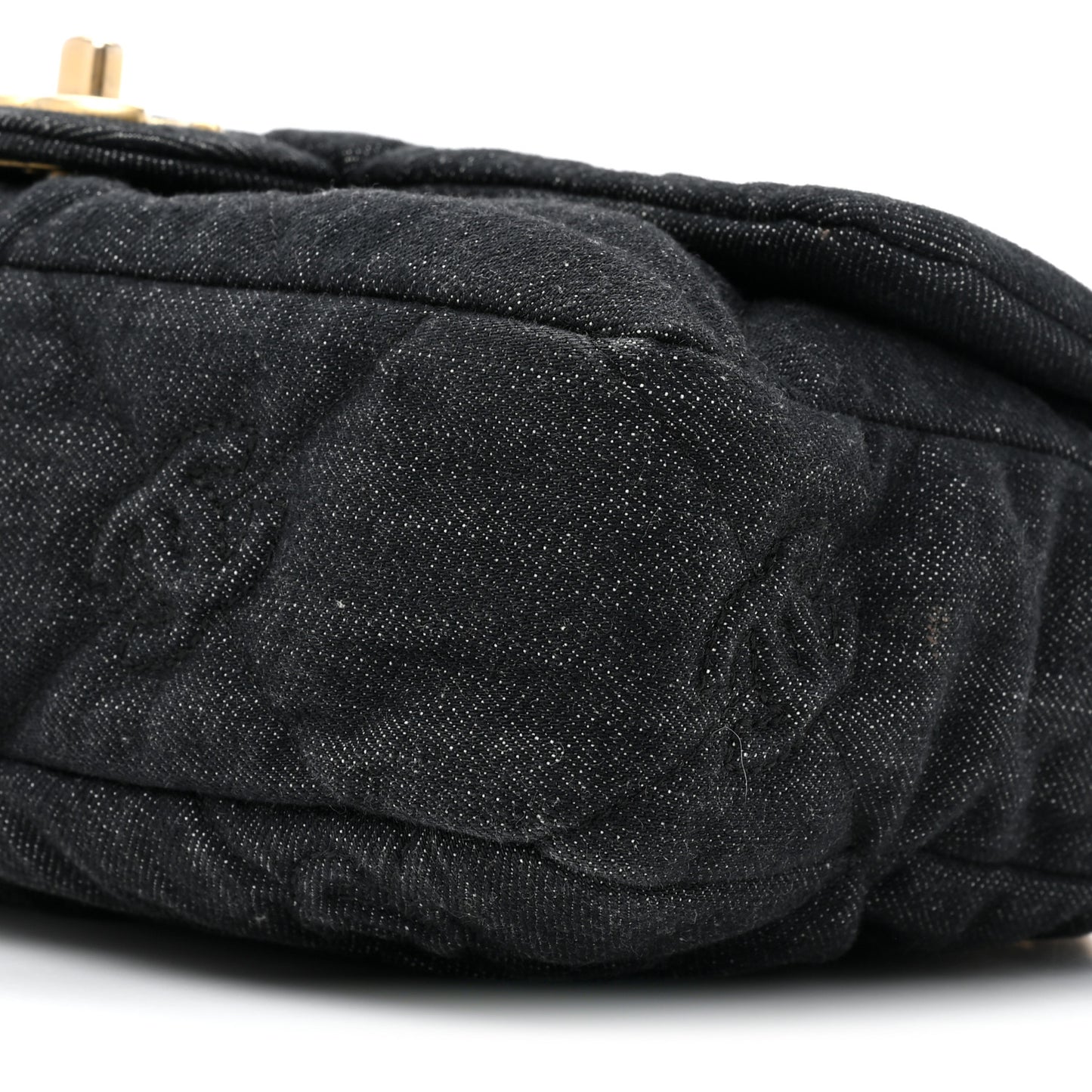 Denim Quilted Medium Funky Town Flap Black