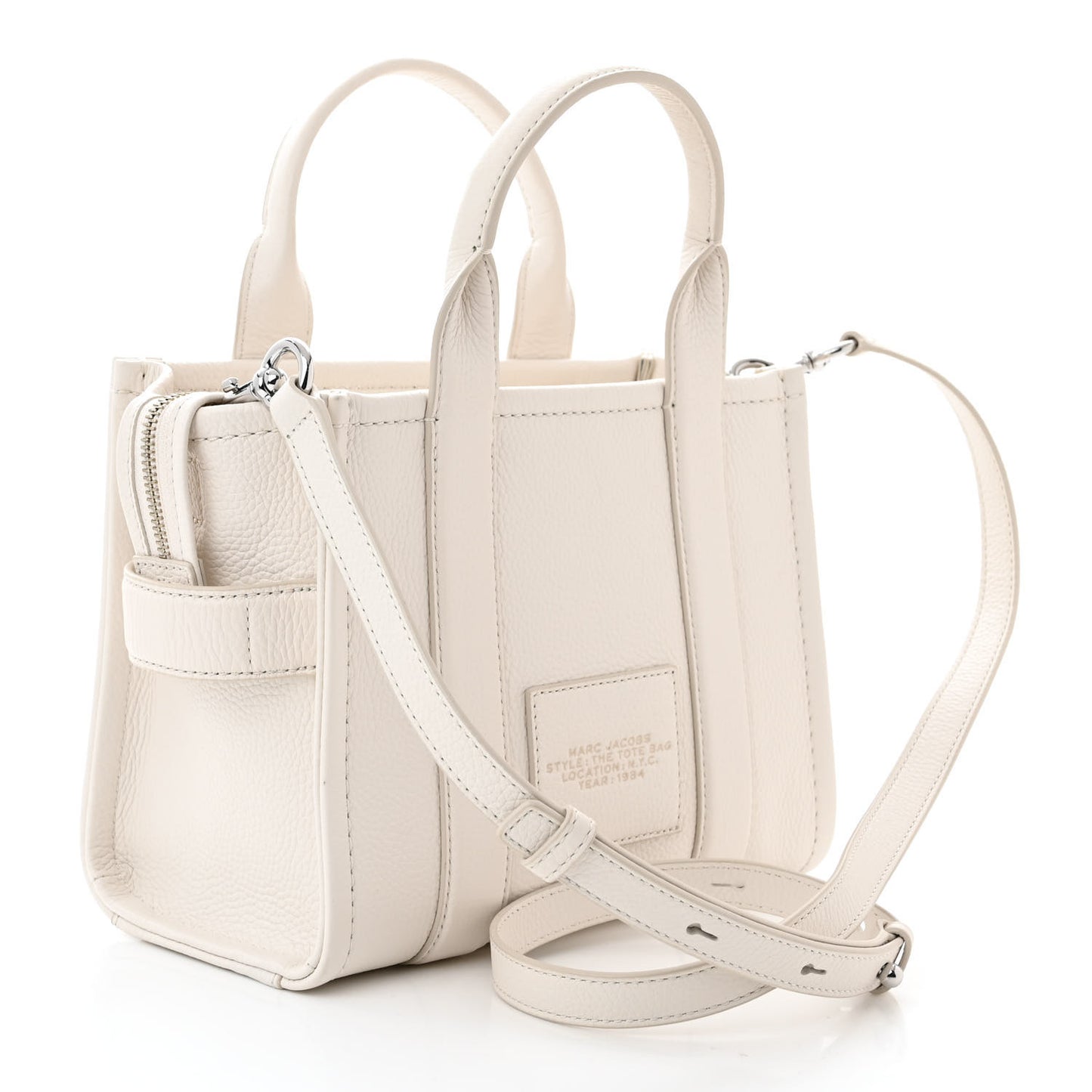 Grained Calfskin Mini The Tote Bag Cotton Silver
