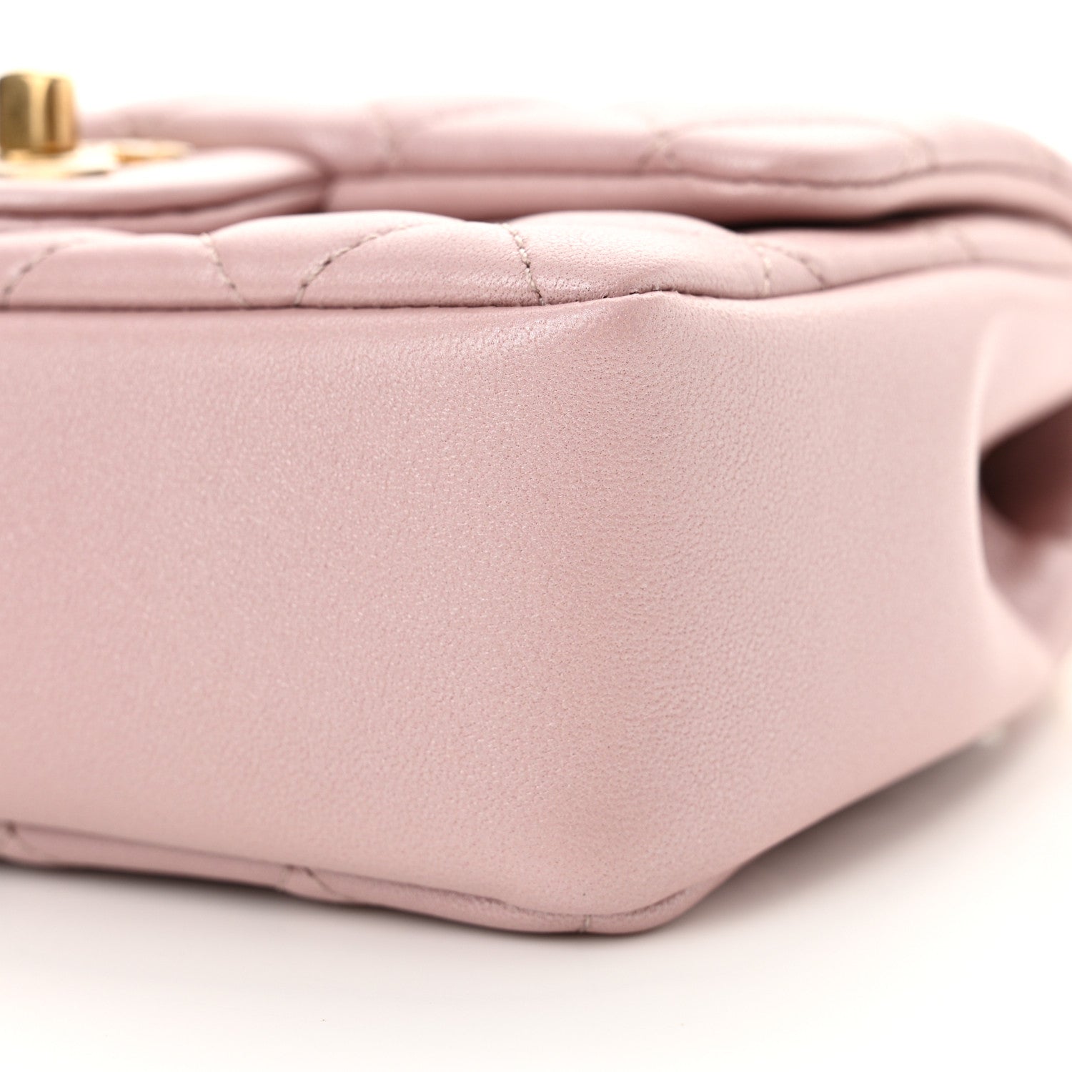 Chanel Shiny Lambskin Quilted Pearl Twist Mini Square Flap Light Pink 10 of 11