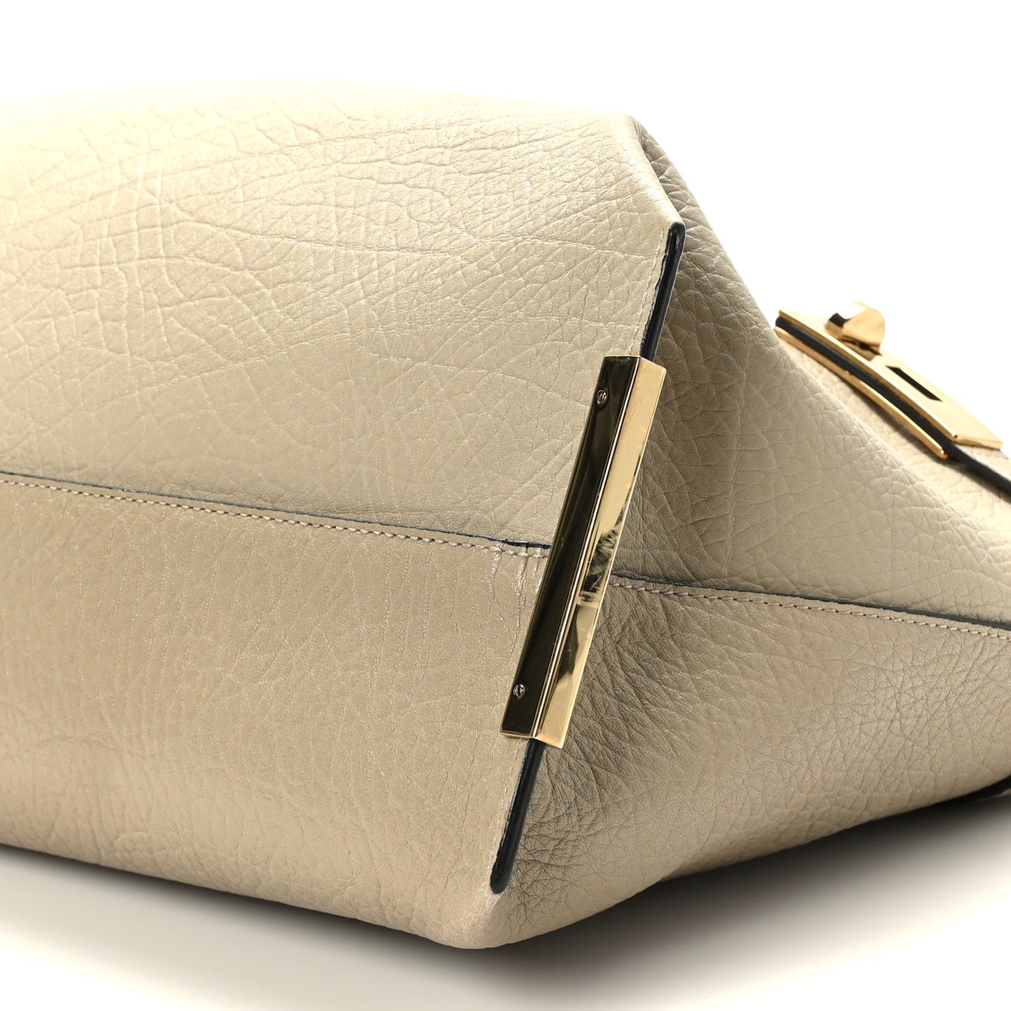 Grained Calfskin Large Charlotte Tote Motty Grey White