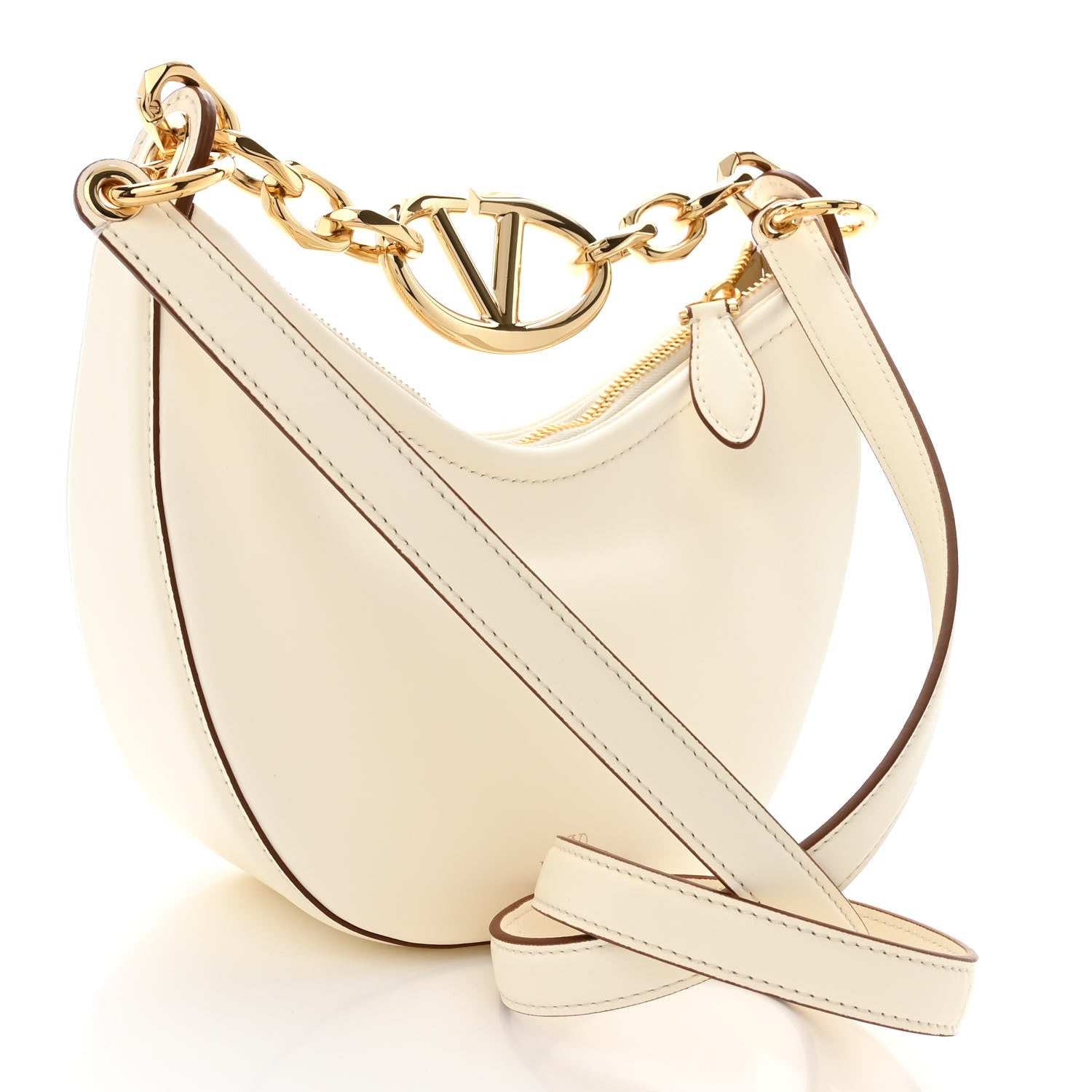 Valentino Garavani Nappa Mini Vlogo Moon Hobo Bag Ivory 3 of 10