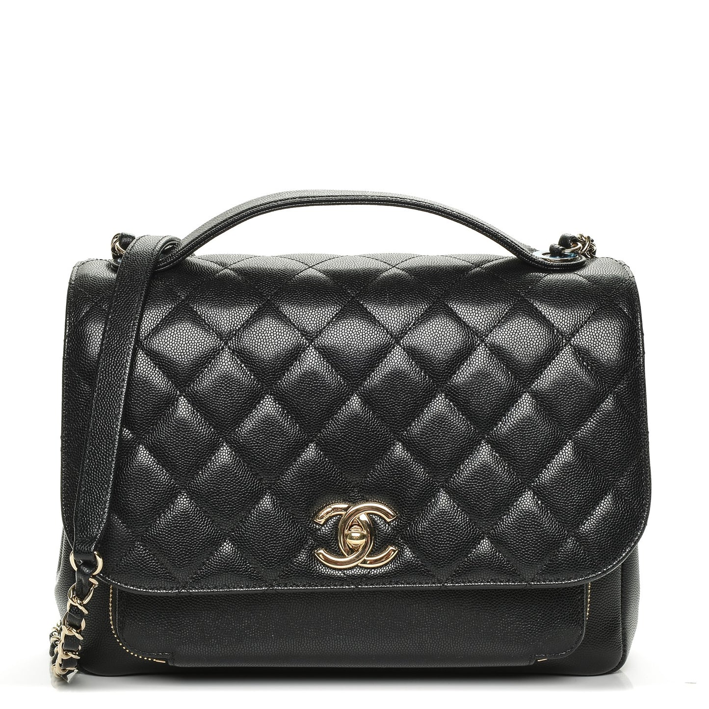 Caviar Quilted Large Business Affinity Flap Black