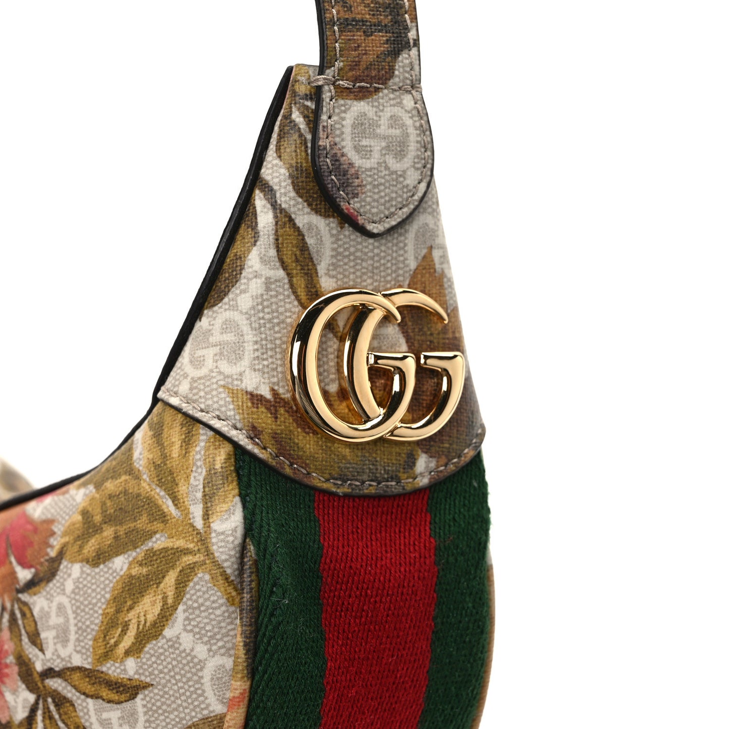 GG Supreme Monogram Water Flora Web Mini Ophidia Half Moon Hobo Beige Blue Multicolor