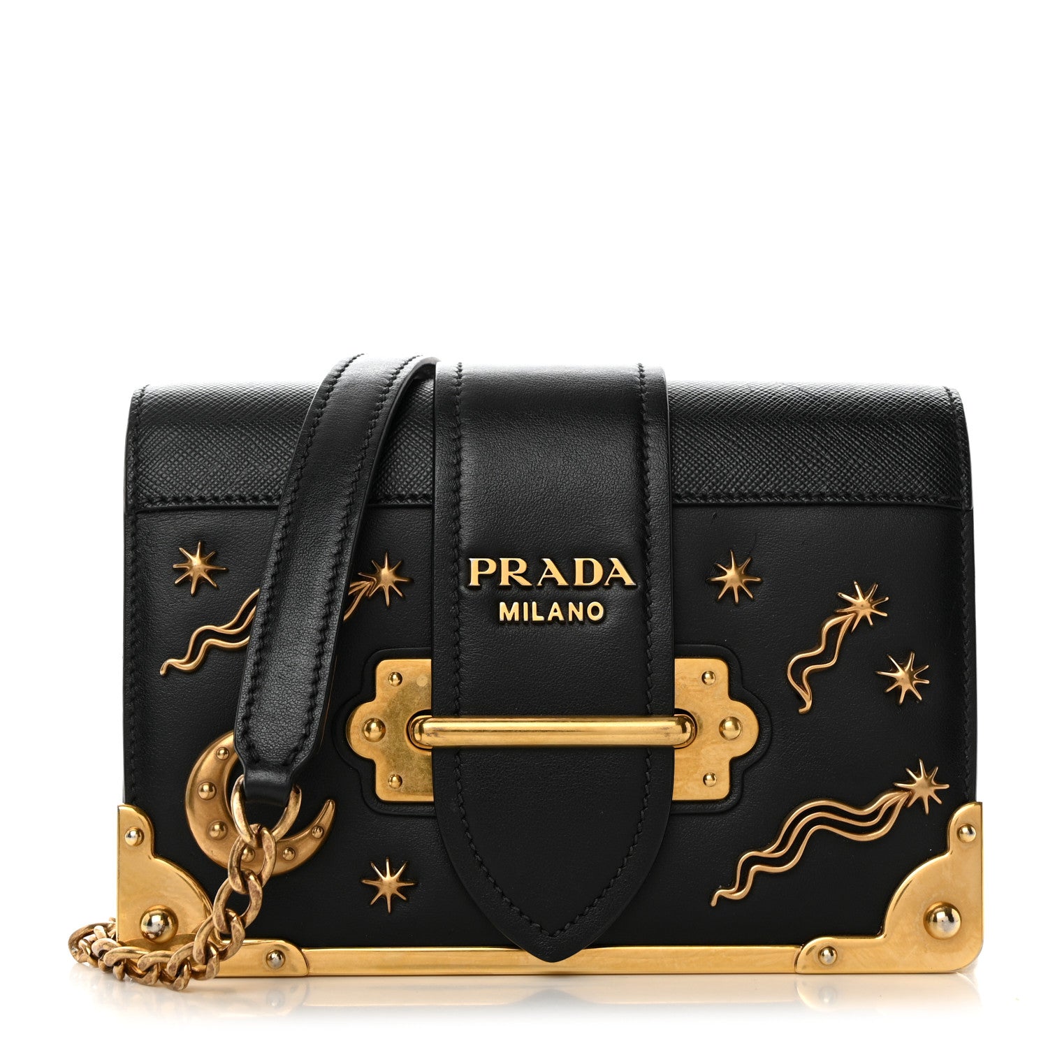 Prada City Calf Saffiano Cahier Astrology Bag Black 1 of 15