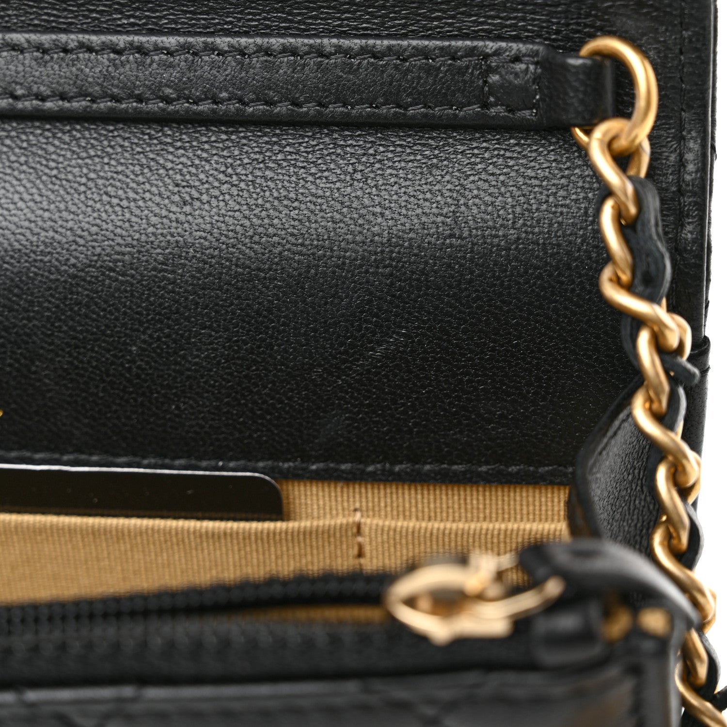 Chanel Lambskin Pearl Crush Quilted Flap Phone Holder With Chain Black 12 of 13