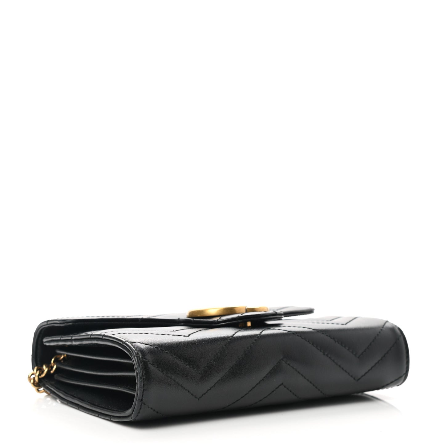 Calfskin Matelasse GG Marmont Chain Wallet Black