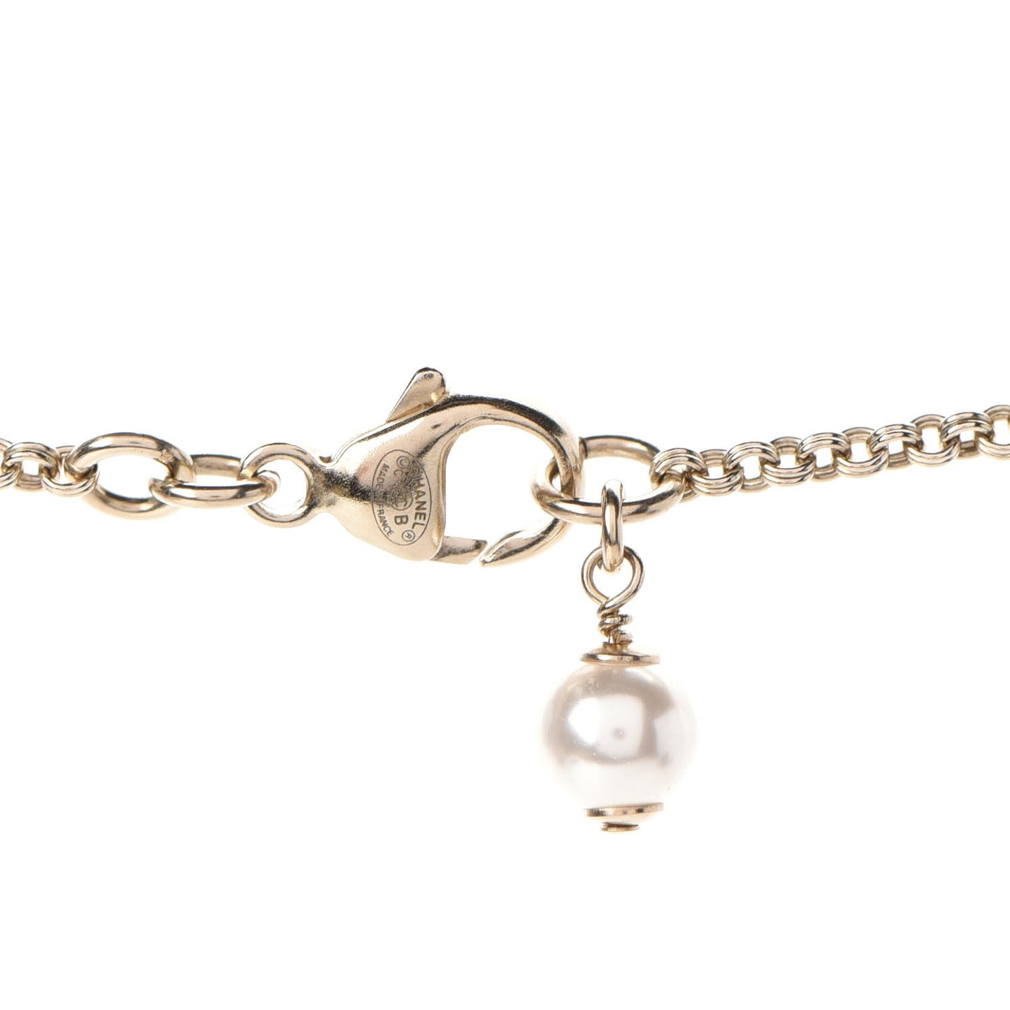 Pearl CC Pendant Necklace Gold