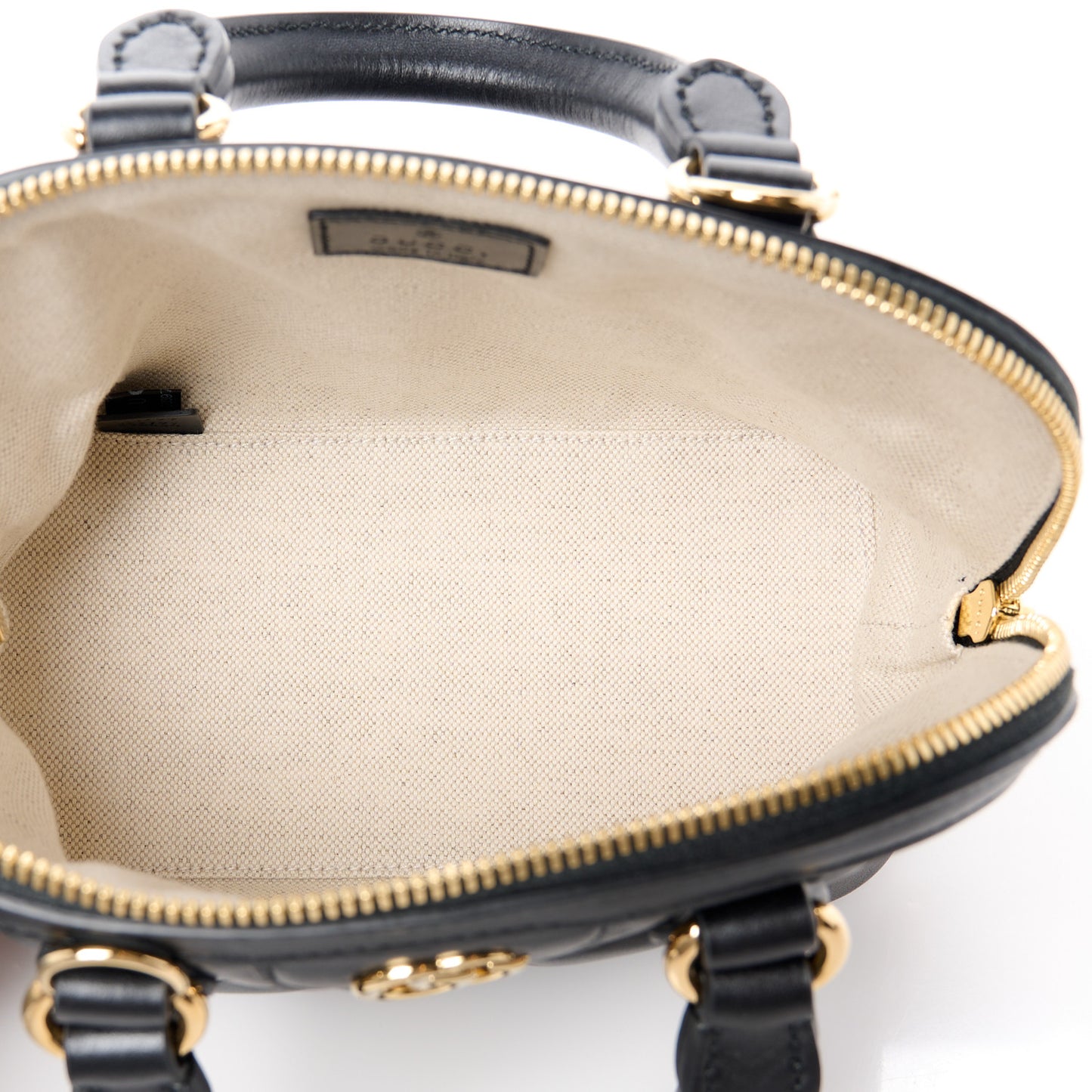 Calfskin GG Matelasse Mini Top Handle Bag Black