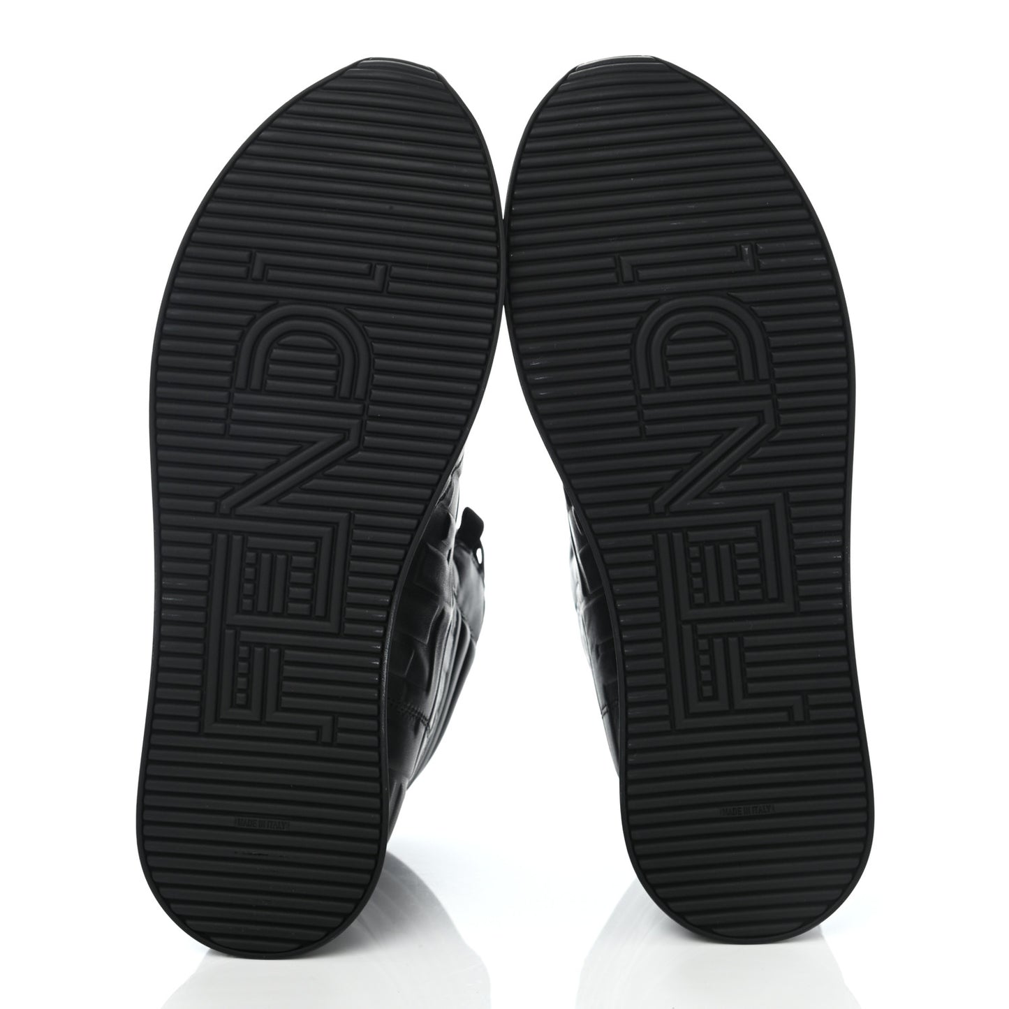 Nappa Macro FF Embossed High Top Sneakers 37 Black