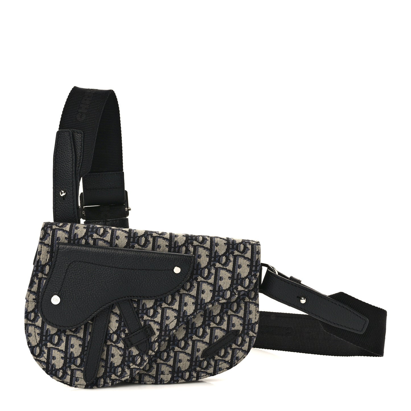 Oblique Saddle Messenger Pouch Beige Black
