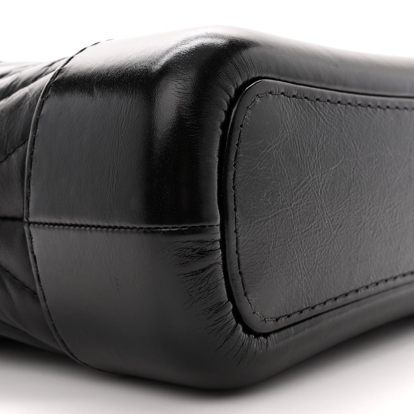 Aged Calfskin Chevron Quilted Small Gabrielle Hobo Black