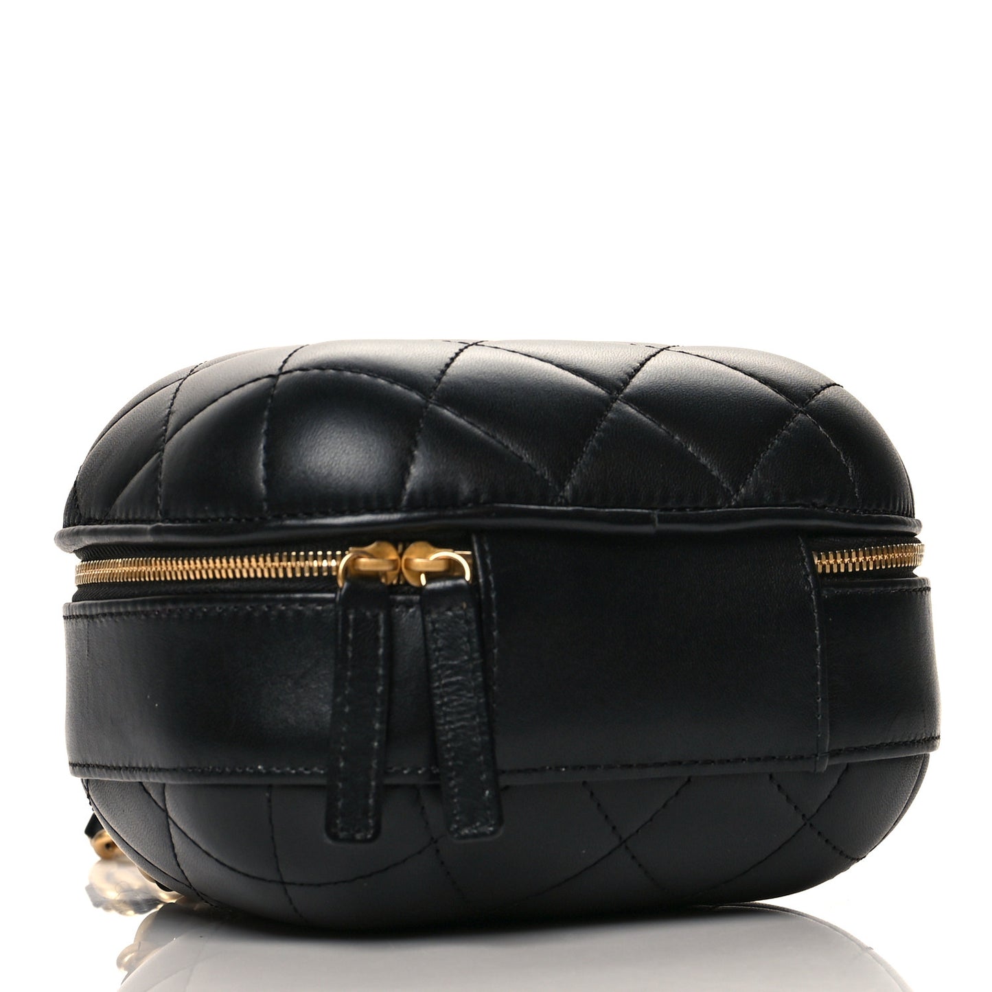 Lambskin Quilted Small CC Bubble Vanity Case With Chain Black
