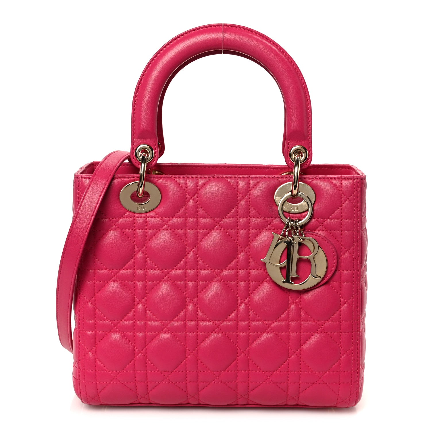 Christian Dior Lambskin Cannage Medium Lady Dior Fuchsia 1826993