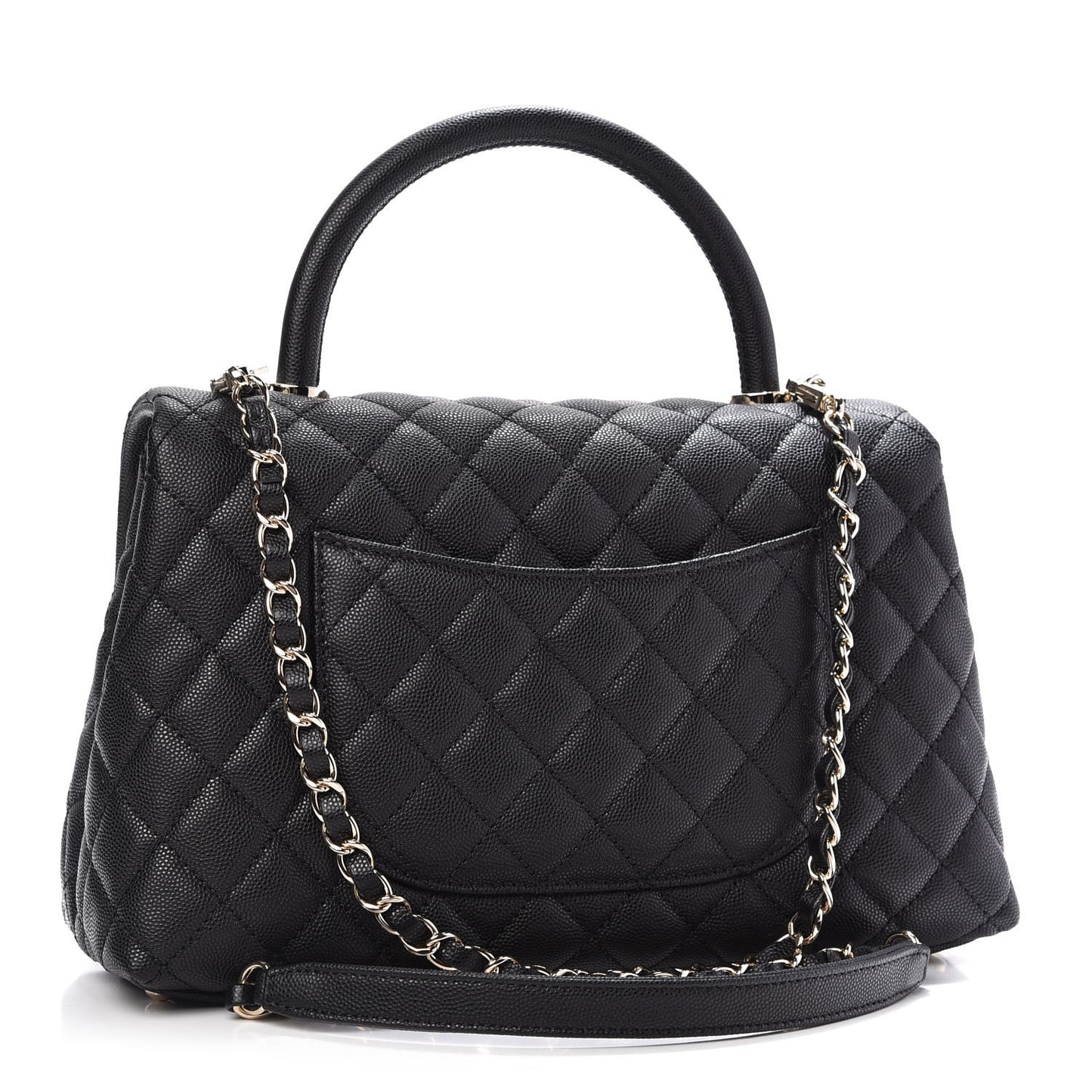 Caviar Quilted Small Coco Handle Flap Black