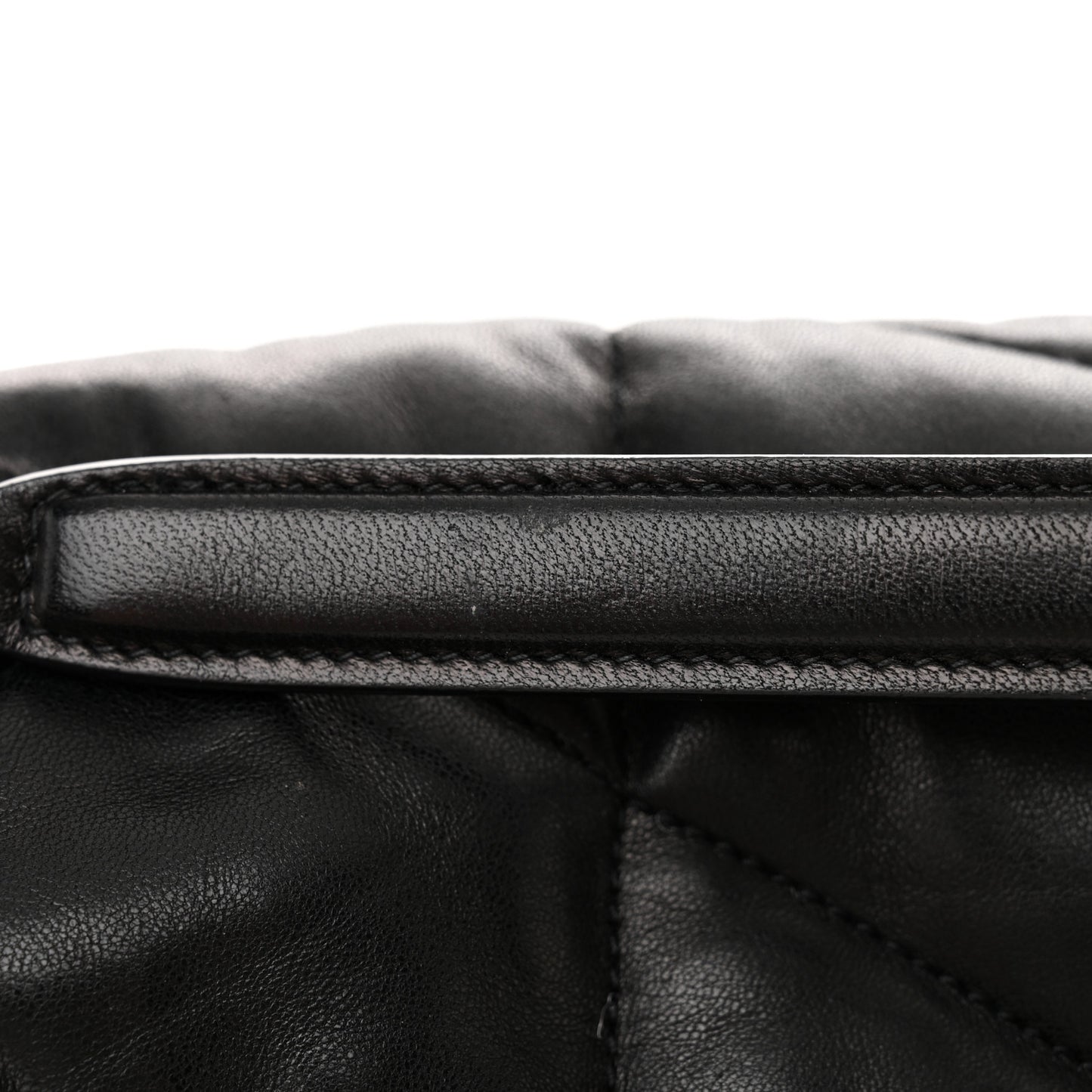 Lambskin Quilted Monogram Monochrome Medium Loulou Puffer Chain Satchel Black
