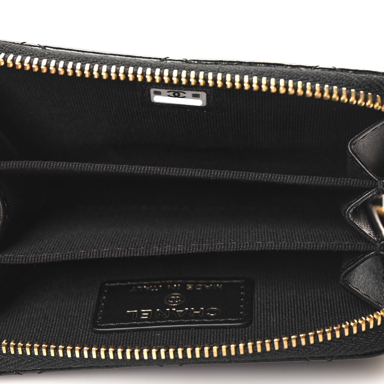 Chanel Shiny Lambskin Quilted Textured CC Zip Coin Purse Black 5 of 8