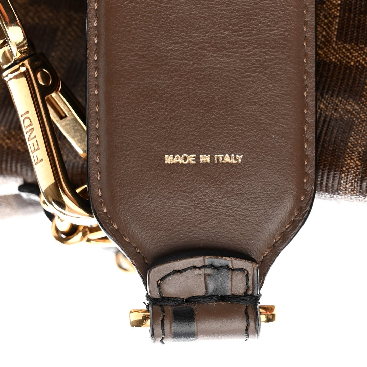 Glazed Fabric Vitello Grace F is Fendi FF 1974 Stamp Patch Grande Mon Tresor Bucket Bag Mogano Panna Black