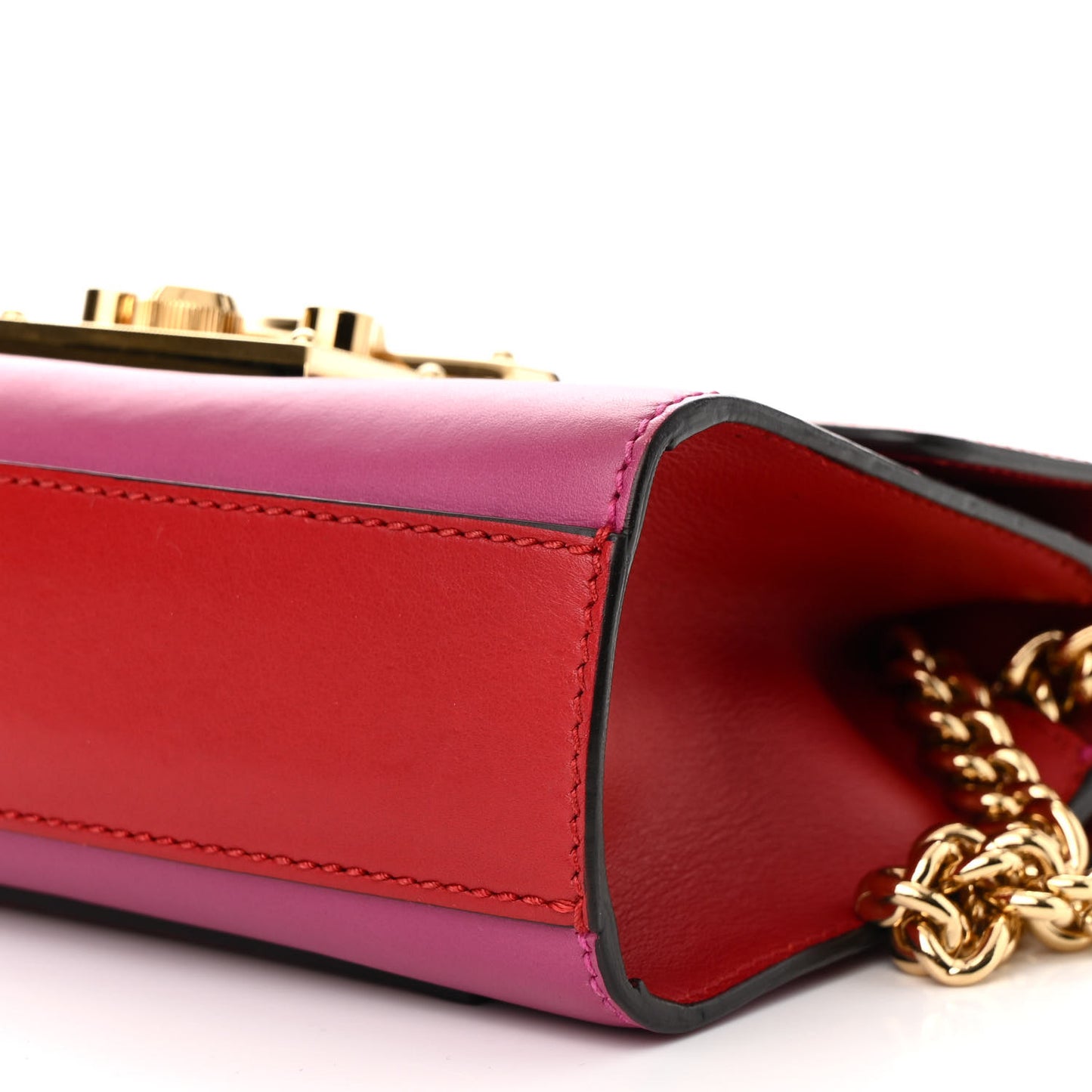Calfskin Small Padlock Shoulder Bag New Rosette Hibiscus Red