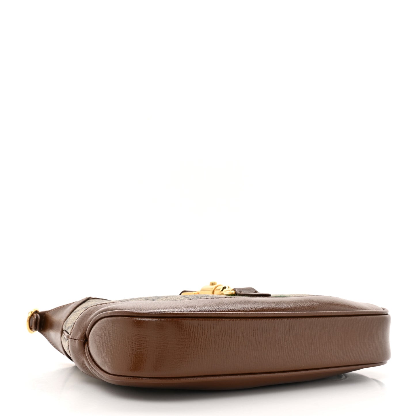 GG Supreme Monogram Azalea Calfskin Web Mini Jackie 1961 Hobo Beige Ebony Brown Sugar