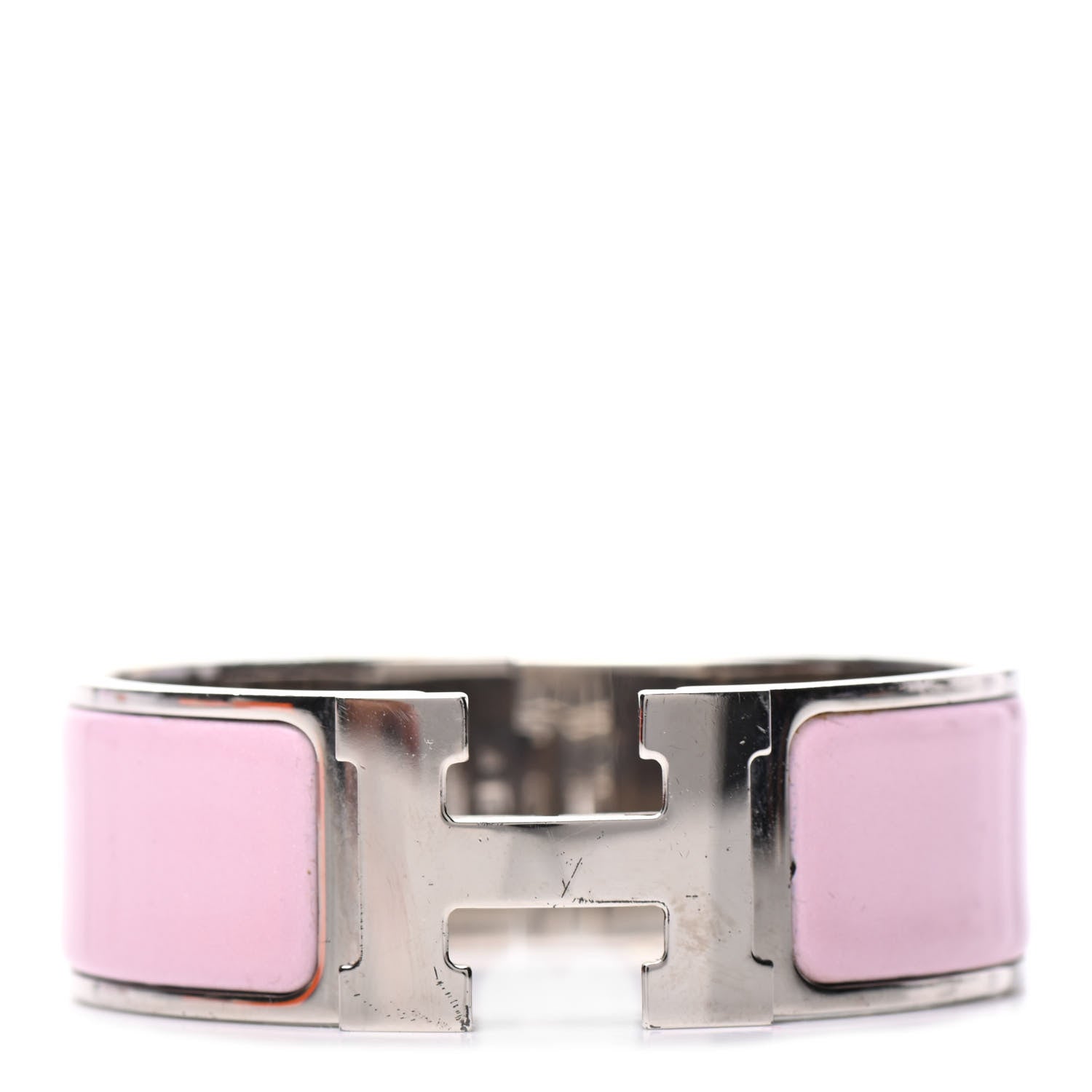 Hermes Enamel Wide Clic Clac H Bracelet PM Rose Dragee 1 of 5