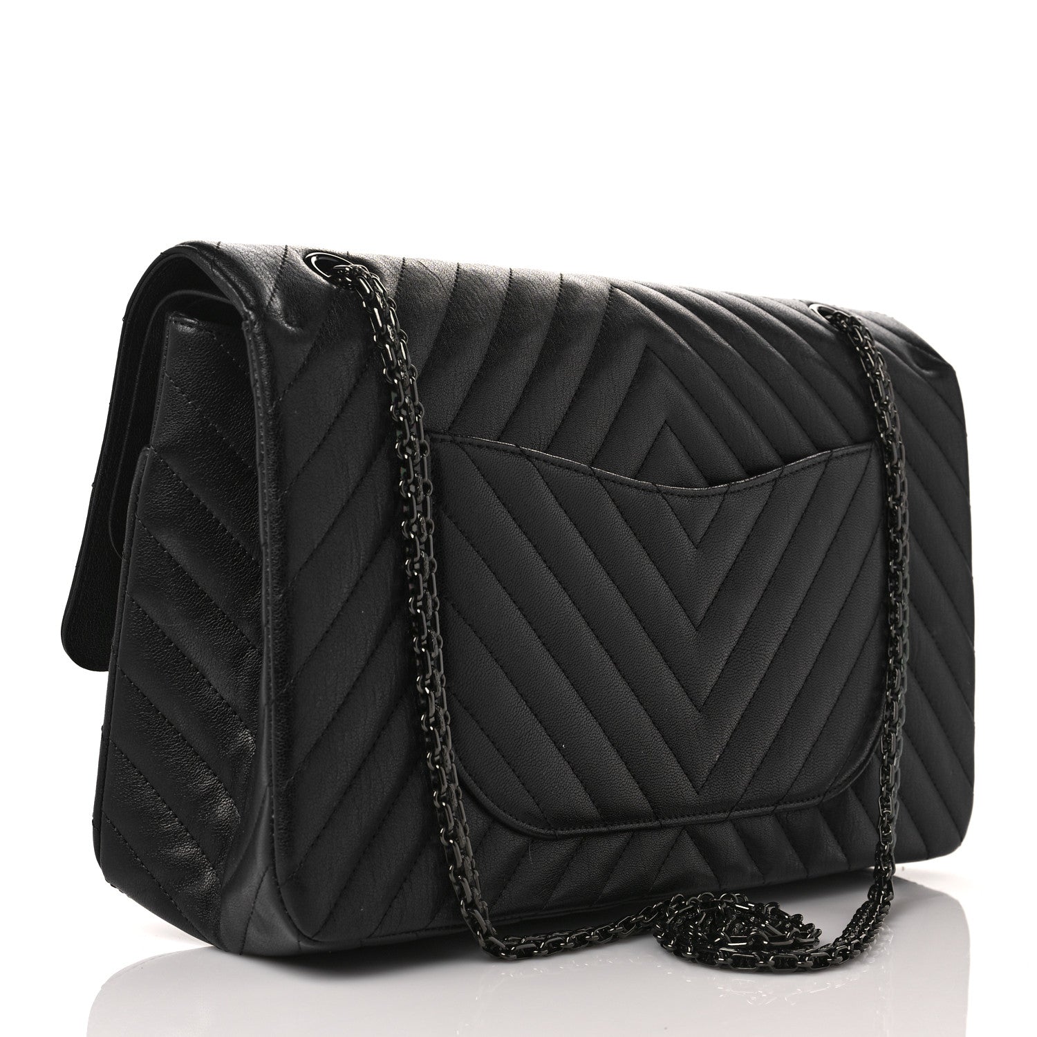 Chanel Sheepskin Chevron Quilted 2.55 Reissue 227 Flap So Black 3 of 10