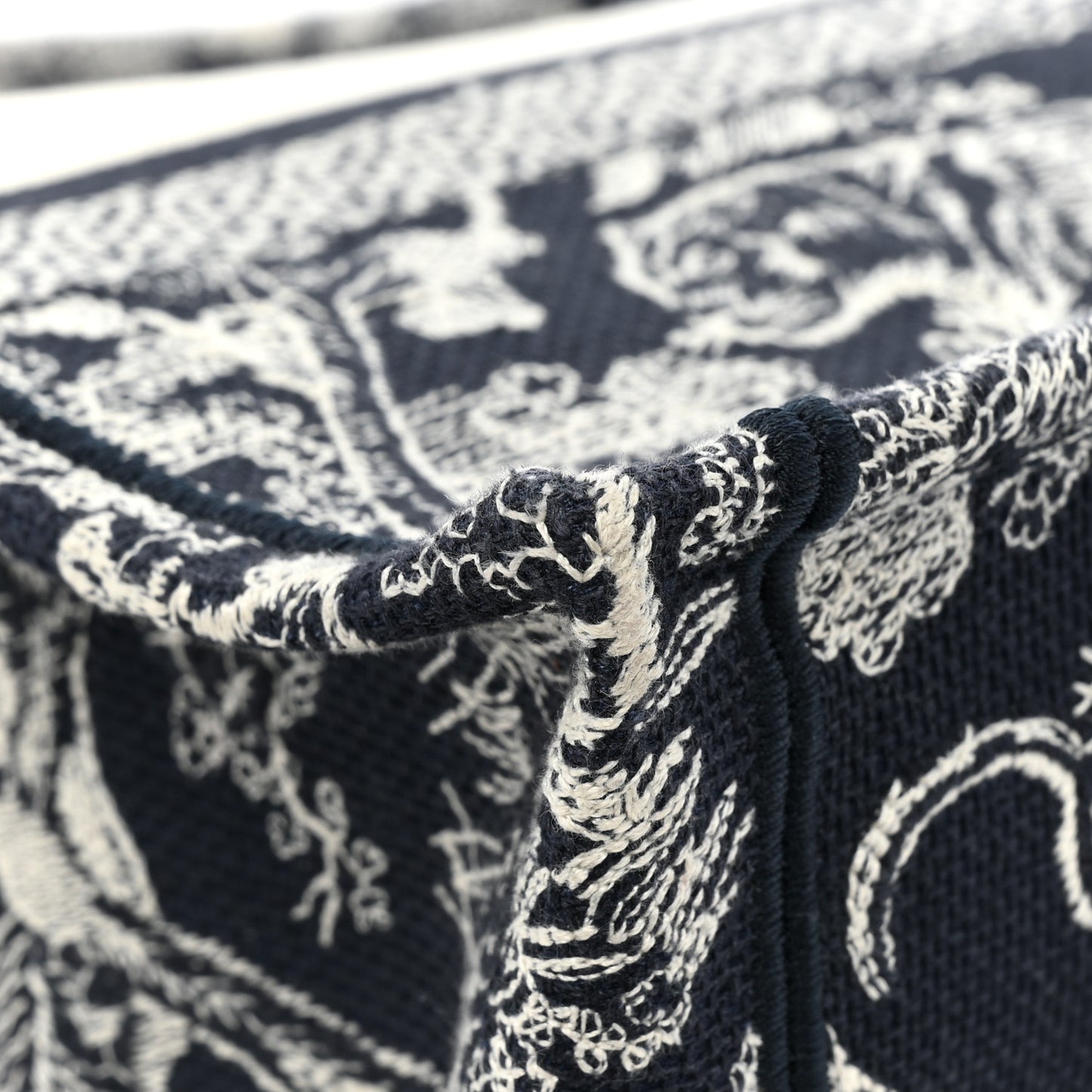 Canvas Embroidered Medium Toile De Jouy Reverse Book Tote Blue