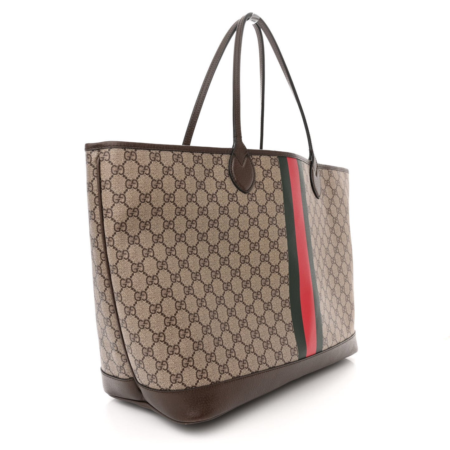 GG Supreme Monogram Textured Dollar Calfskin Web Large Ophidia Tote Beige Ebony New Acero