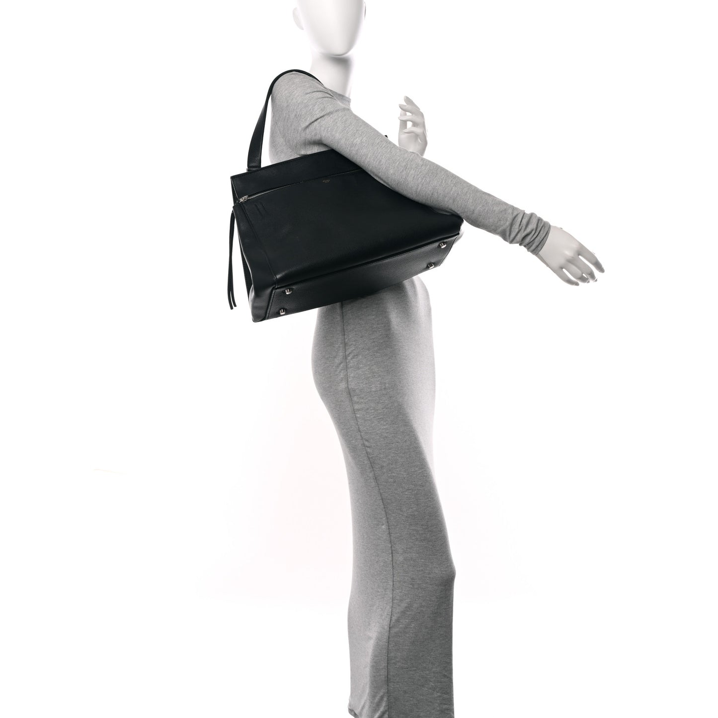 Grained Calfskin Medium Edge Shoulder Bag Black