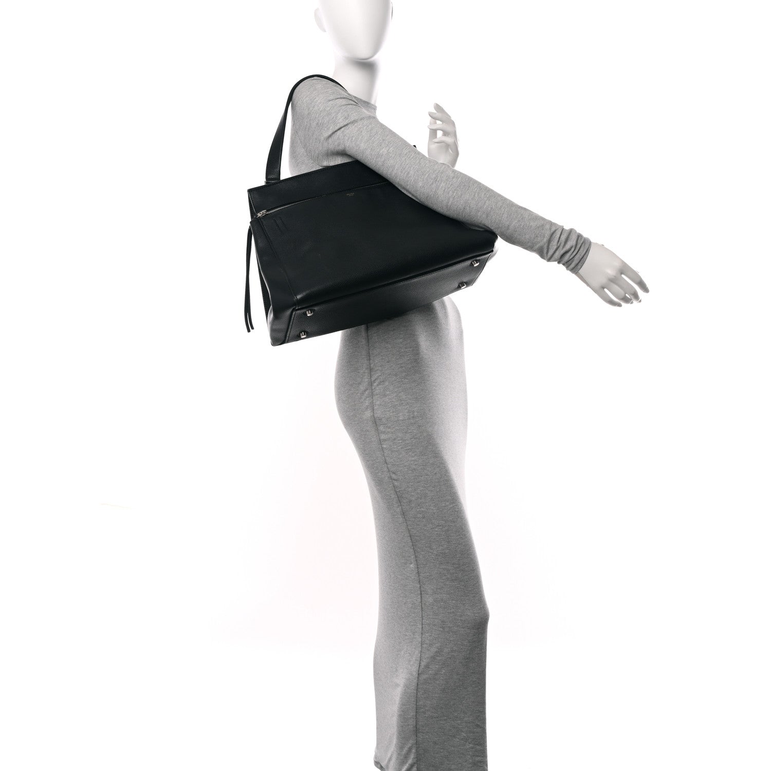 Celine Grained Calfskin Medium Edge Shoulder Bag Black 2 of 12