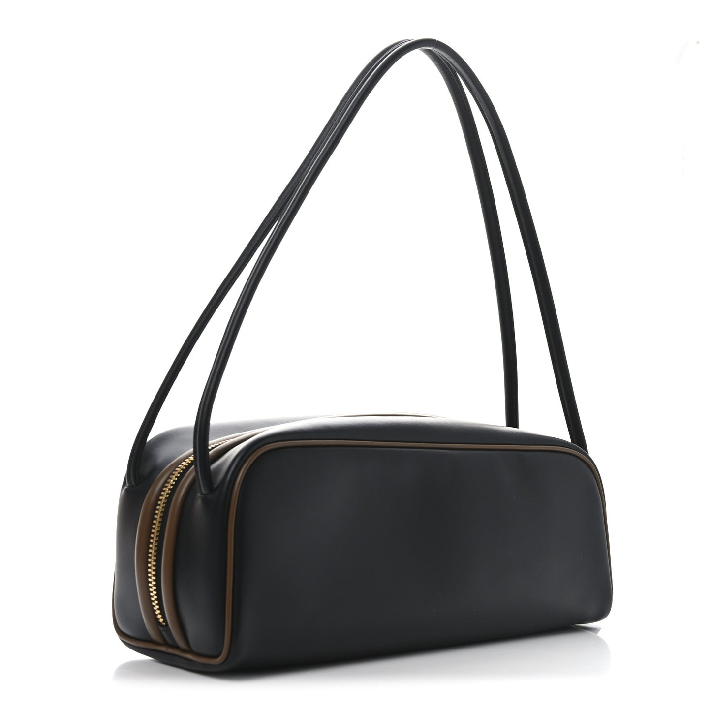 Soft Calfskin Swing Shoulder Bag Black Hazelnut