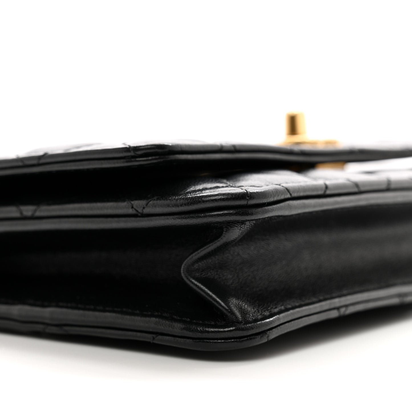Shiny Lambskin Quilted Dynasty Wallet On Chain WOC Black