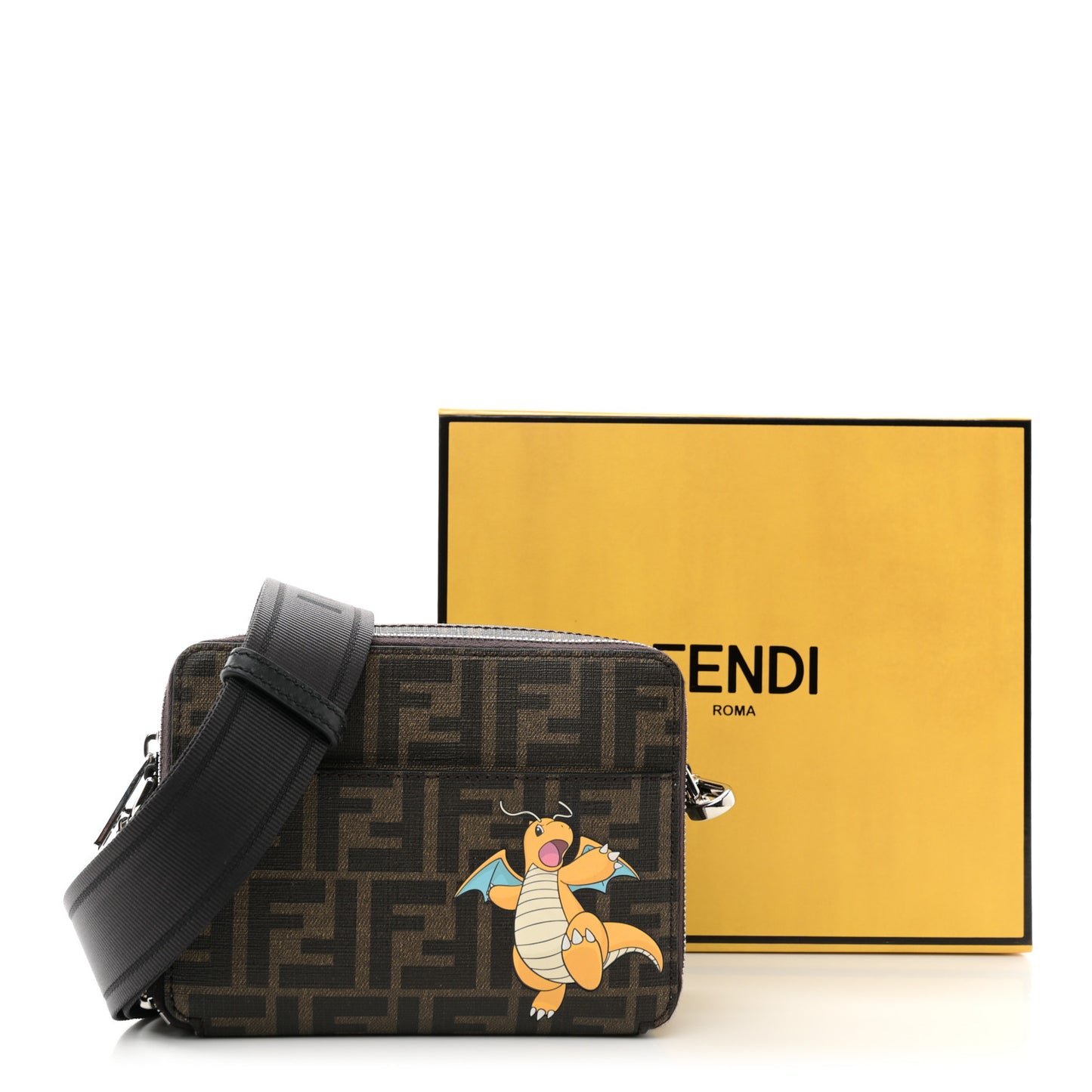 X FRGMT X POKEMON Glazed Fabric FF Pokemon Print Camera Case Tobacco Moro Giallo