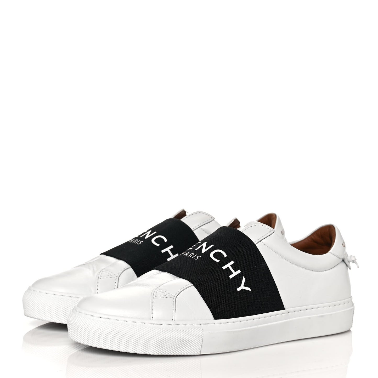 Calfskin Band Logo Womens Urban Street Sneakers 38.5 White Black