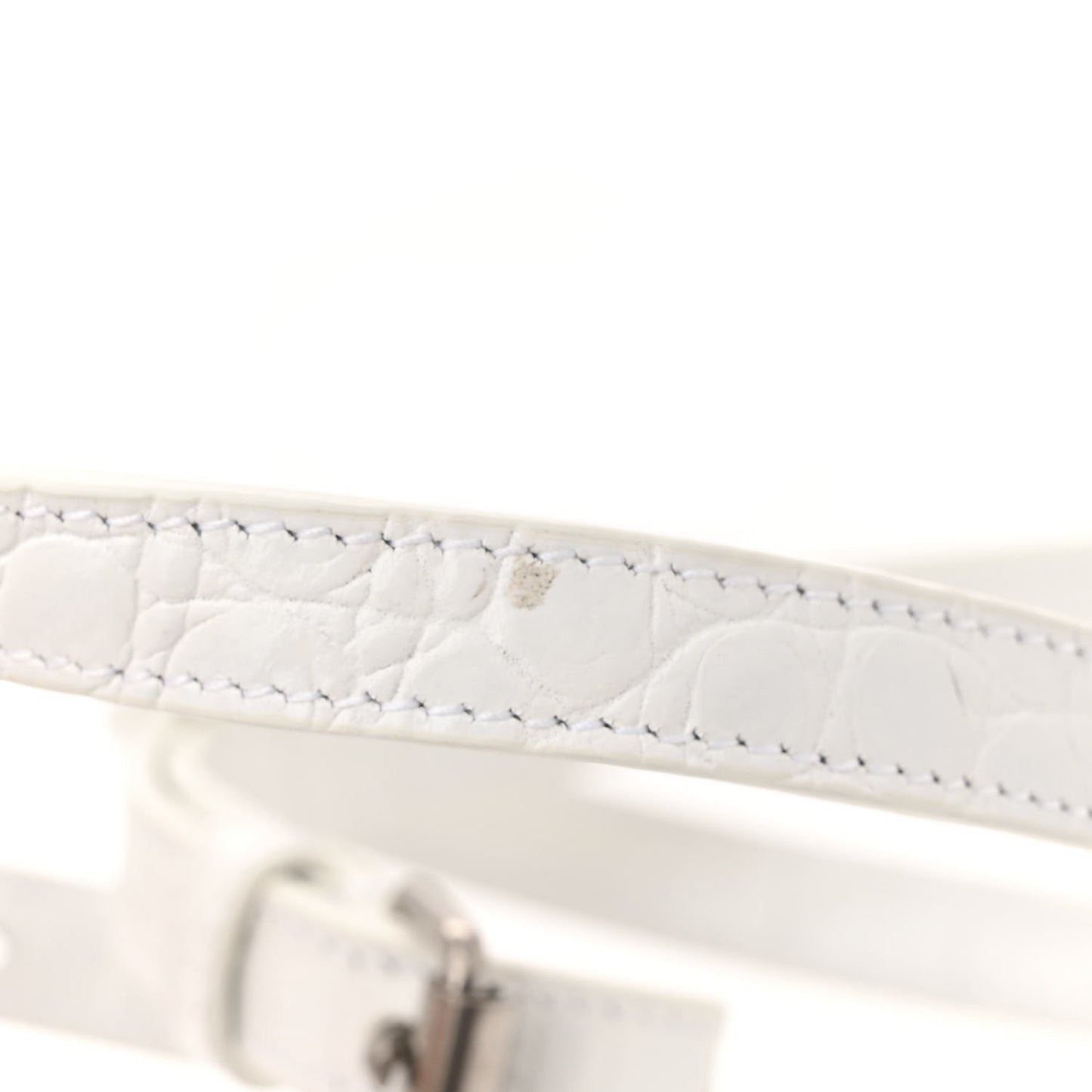 Shiny Calfskin Logo Crocodile Embossed Cash Phone Holder Bag White Black