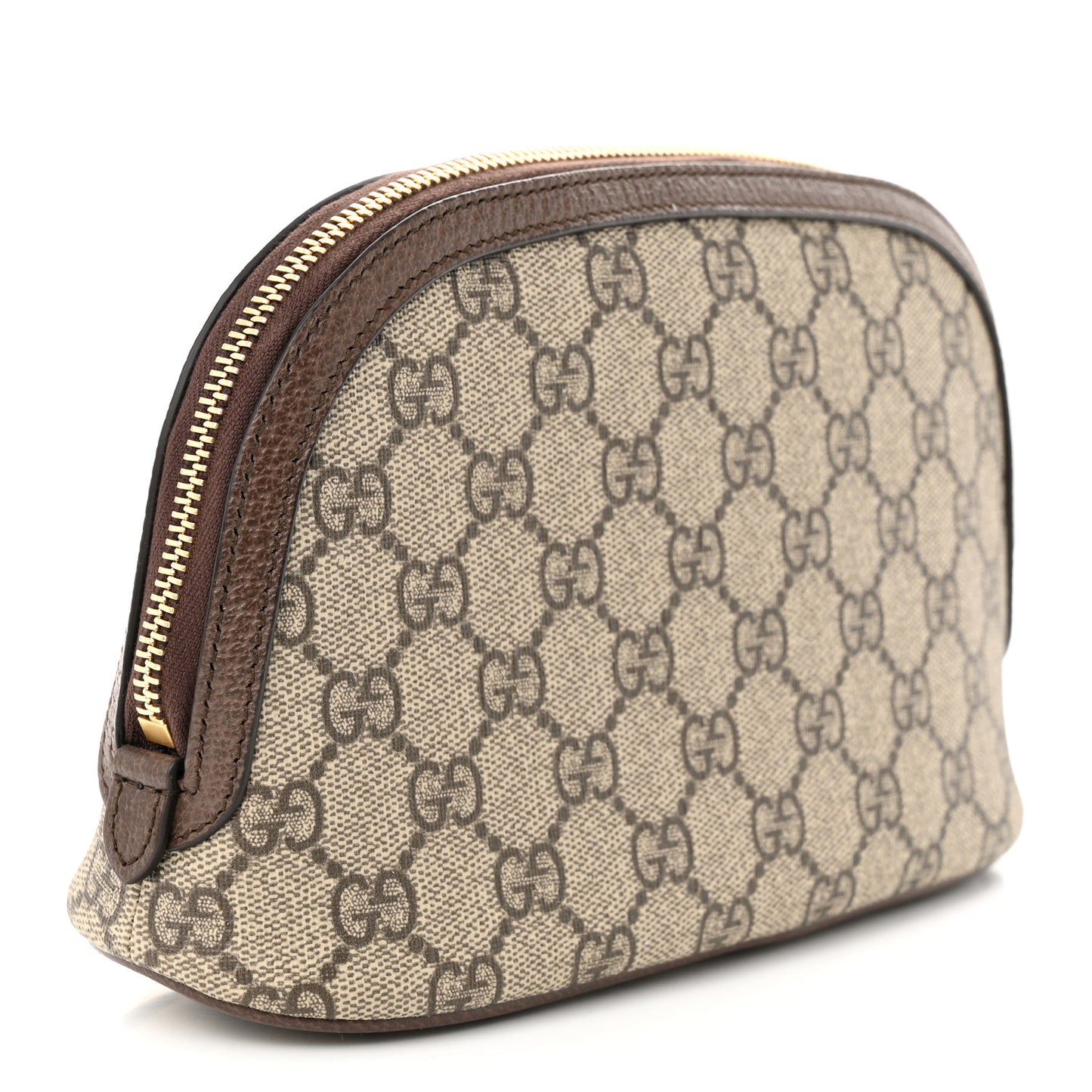GG Supreme Monogram Textured Calfskin Web Large Ophidia Cosmetic Case Beige Ebony New Acero