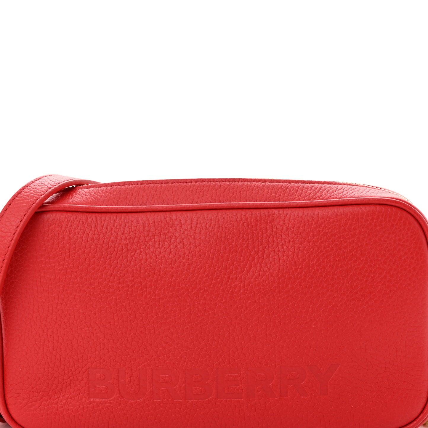 Calfskin Monogram Embossed Small Elongated Camera Bag Red