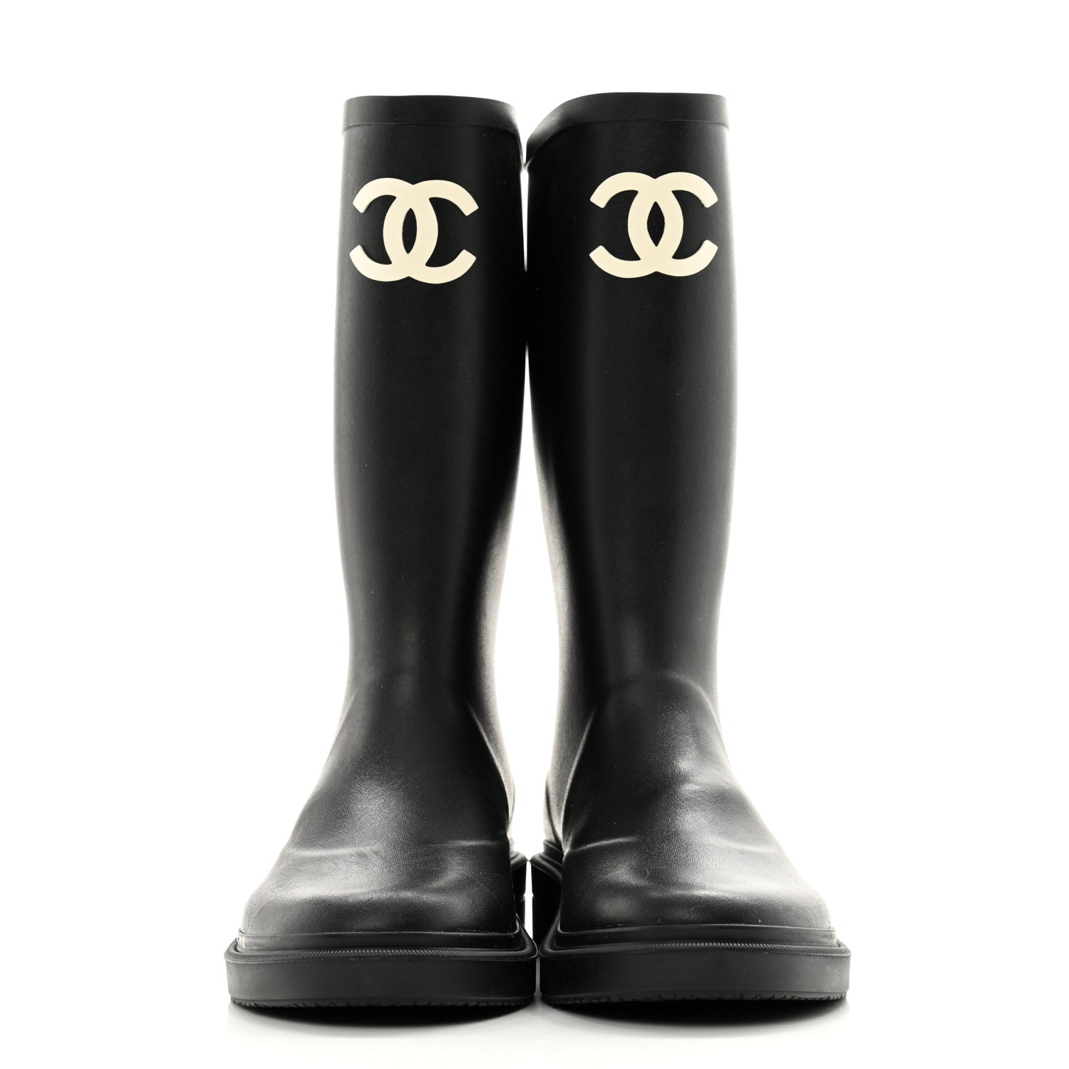 Chanel Caoutchouk CC High Boots 38 Black 2 of 11