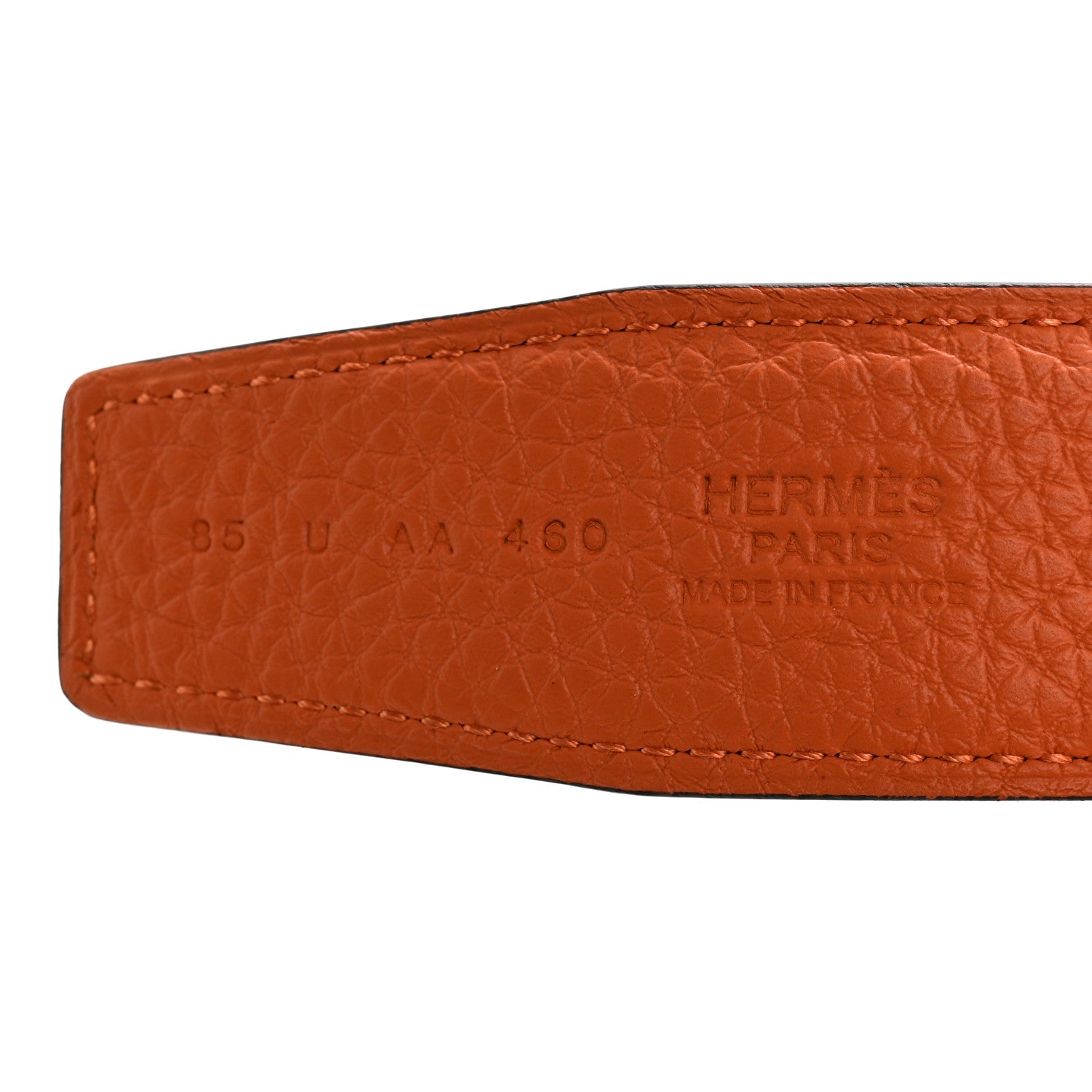 Hermes Box Togo 32mm Striee H Belt 85 Black Orange 3 of 5