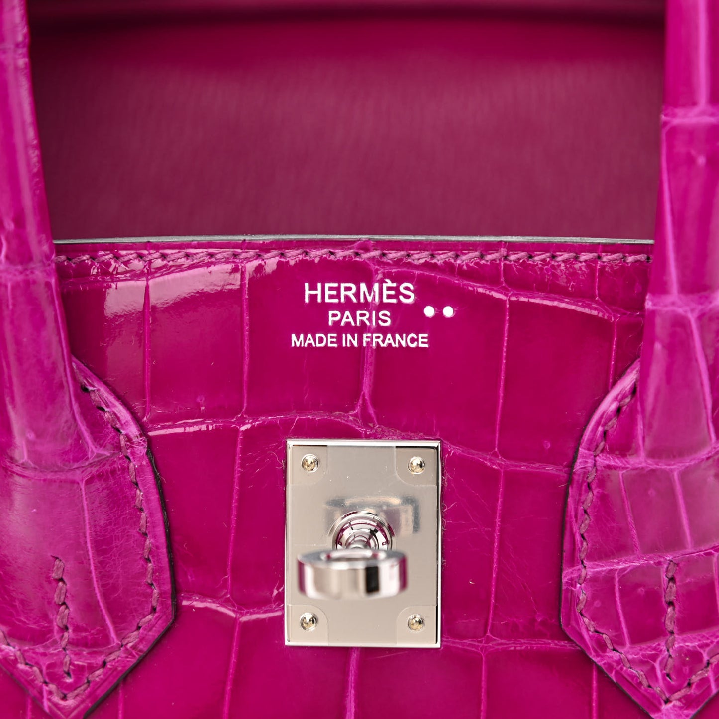 Shiny Niloticus Crocodile Birkin 25 Rose Pourpre
