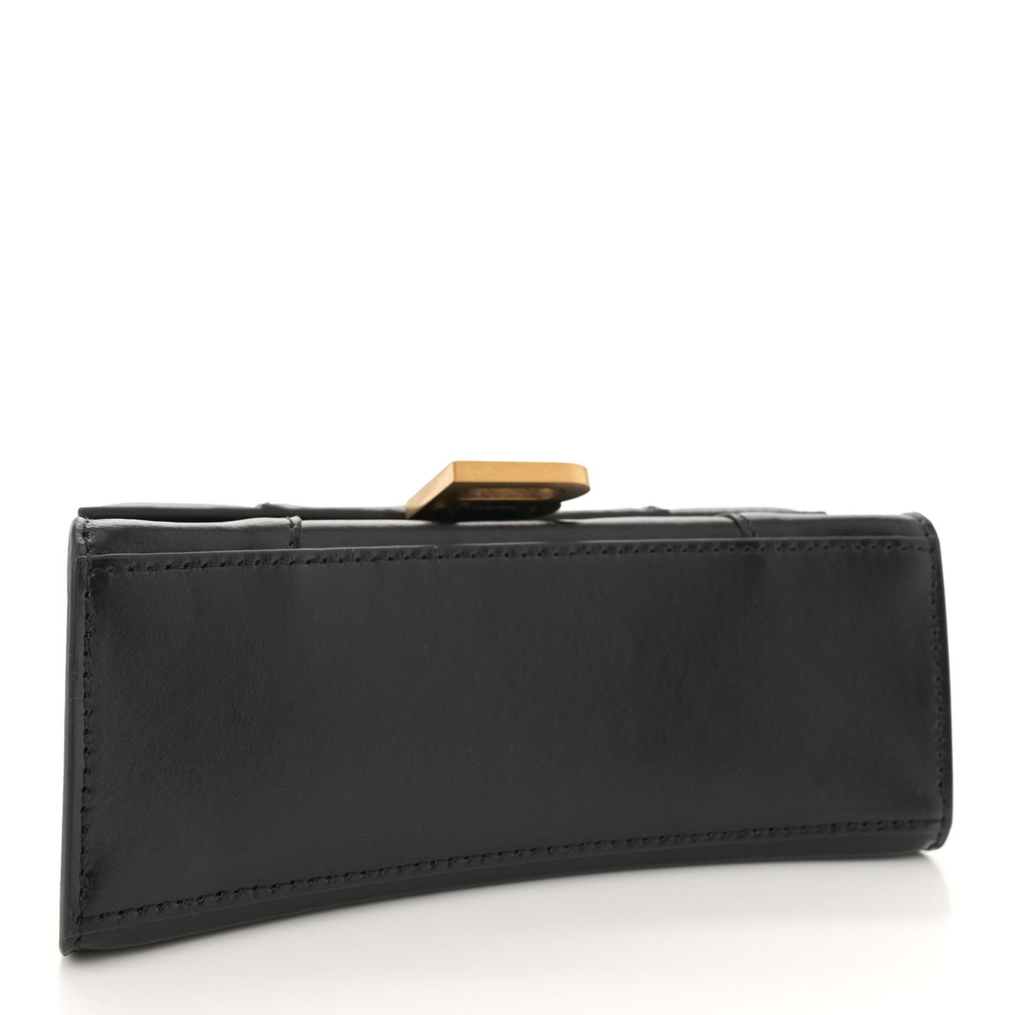 Shiny Box Calfskin Hourglass Top Handle Bag XS Black