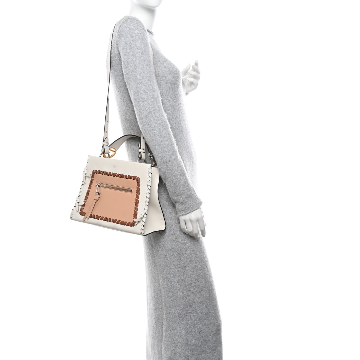 Vitello Century F is Fendi Whipstitch Bi-Color Small Runaway Satchel