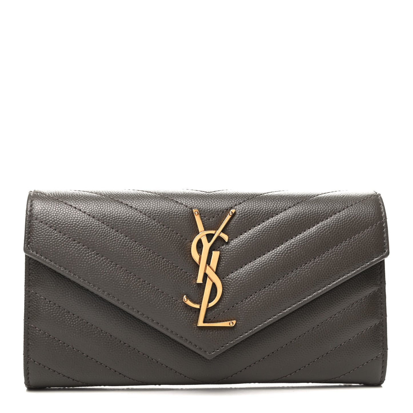Grain De Poudre Matelasse Chevron Monogram Flap Wallet Pebble