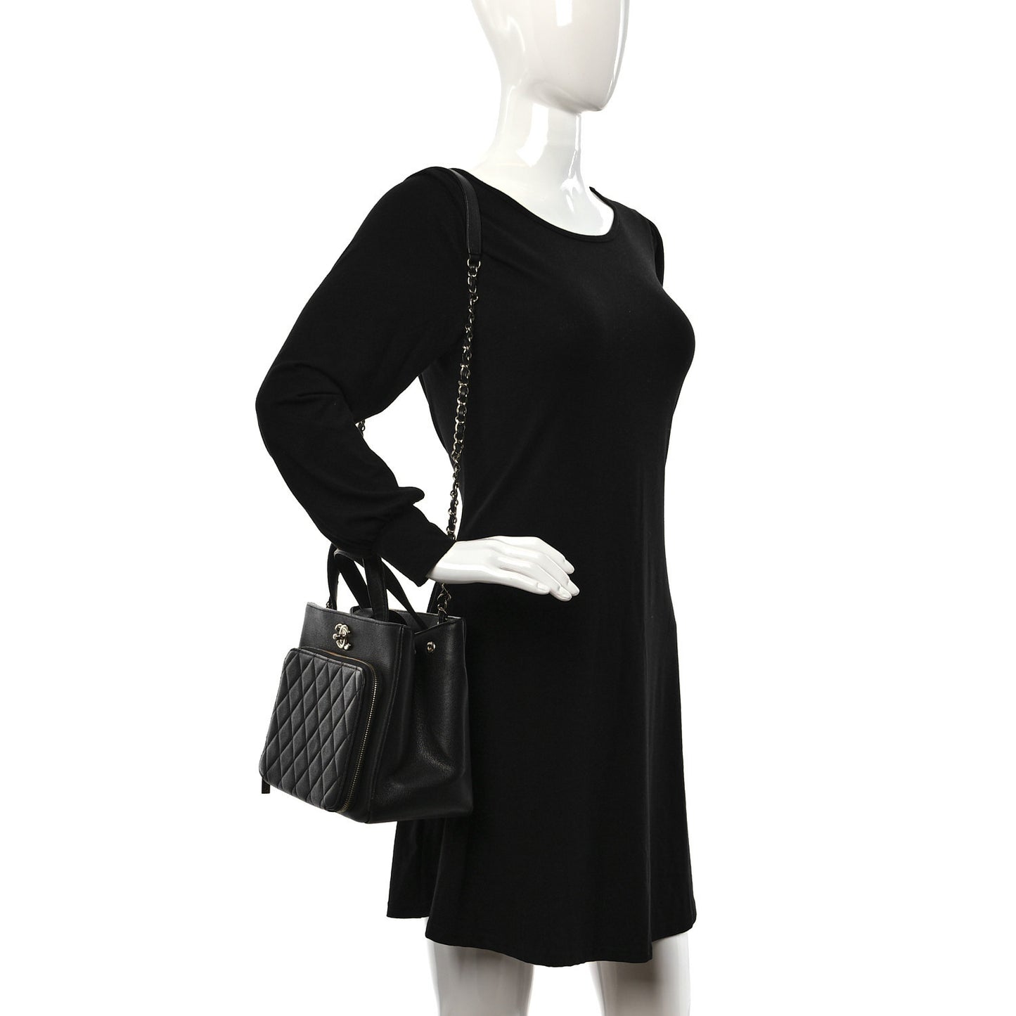 Caviar Quilted Small Business Affinity Shopping Bag Black