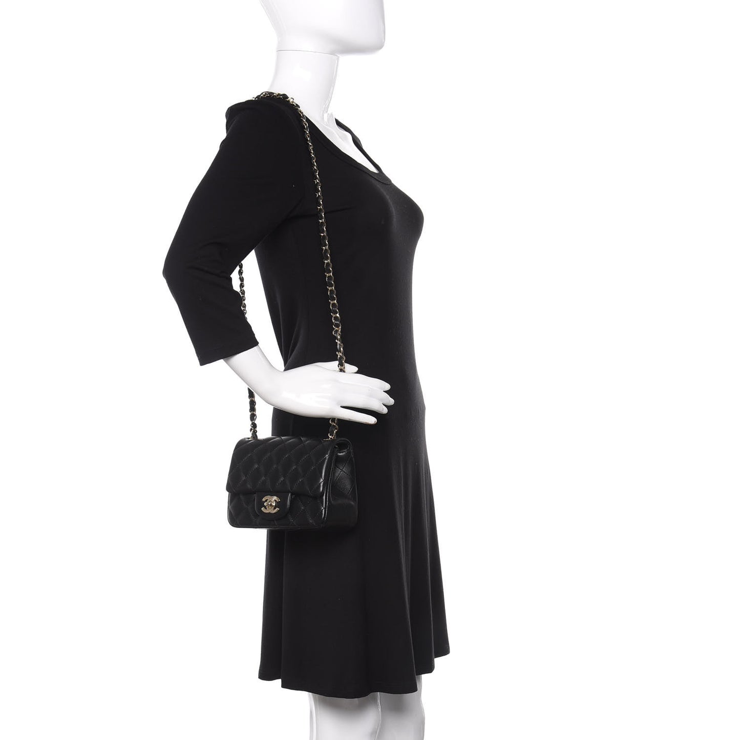 Lambskin Quilted Mini Square Flap Black