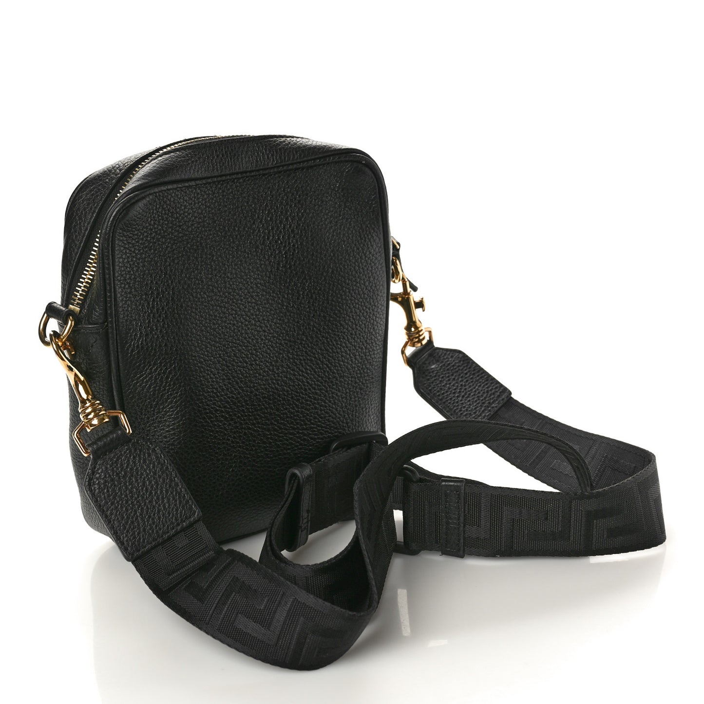 Grained Calfskin Small Medusa Messenger Bag Black