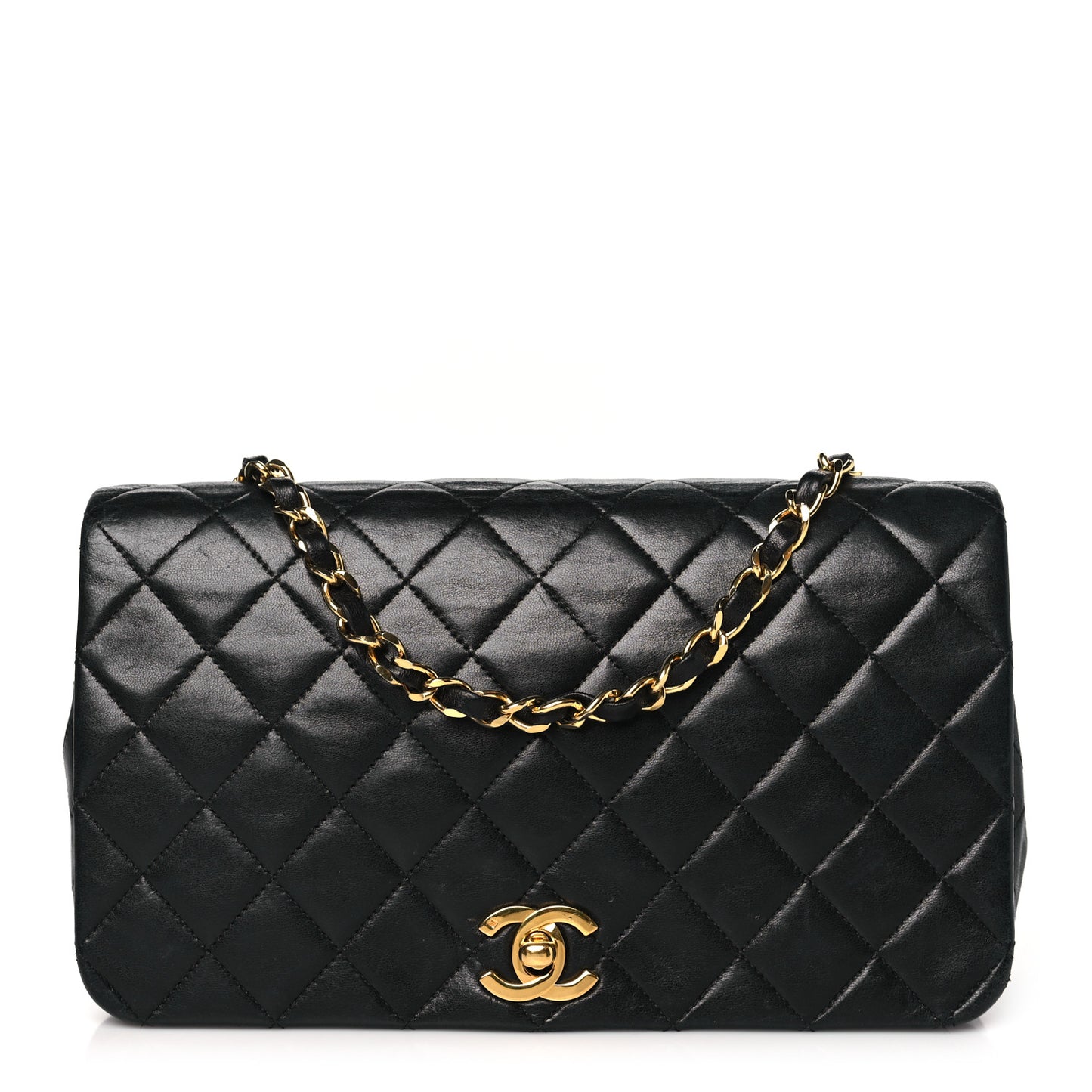 Lambskin Quilted Small Single Flap Black