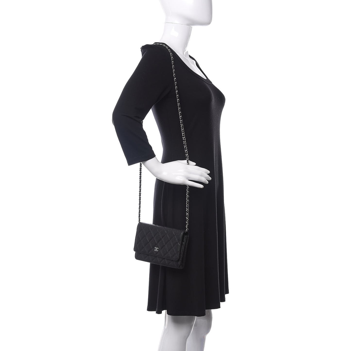 Caviar Quilted Wallet On Chain WOC Black