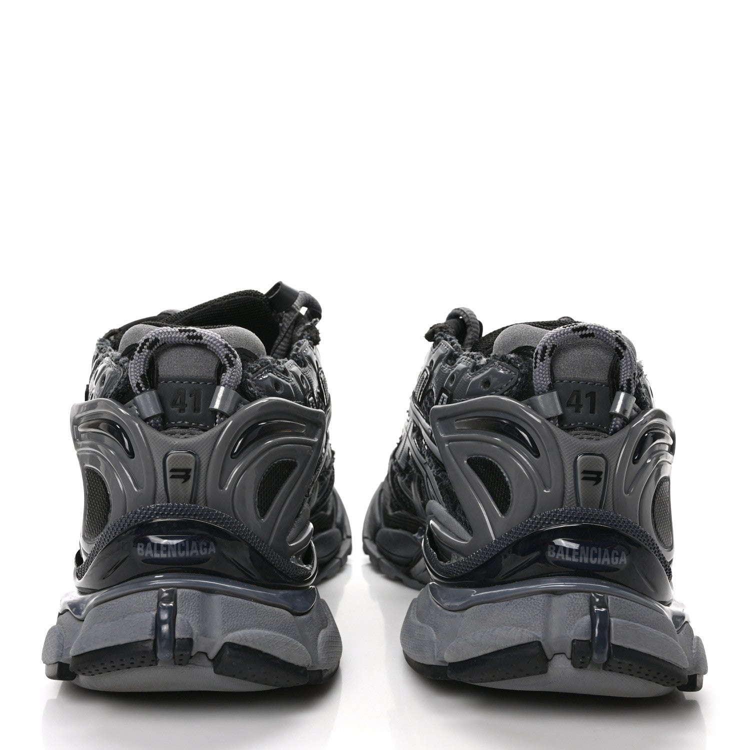 Balenciaga Mesh Rubber Distressed Mens Runner Sneakers 41 Black Grey 5 of 9